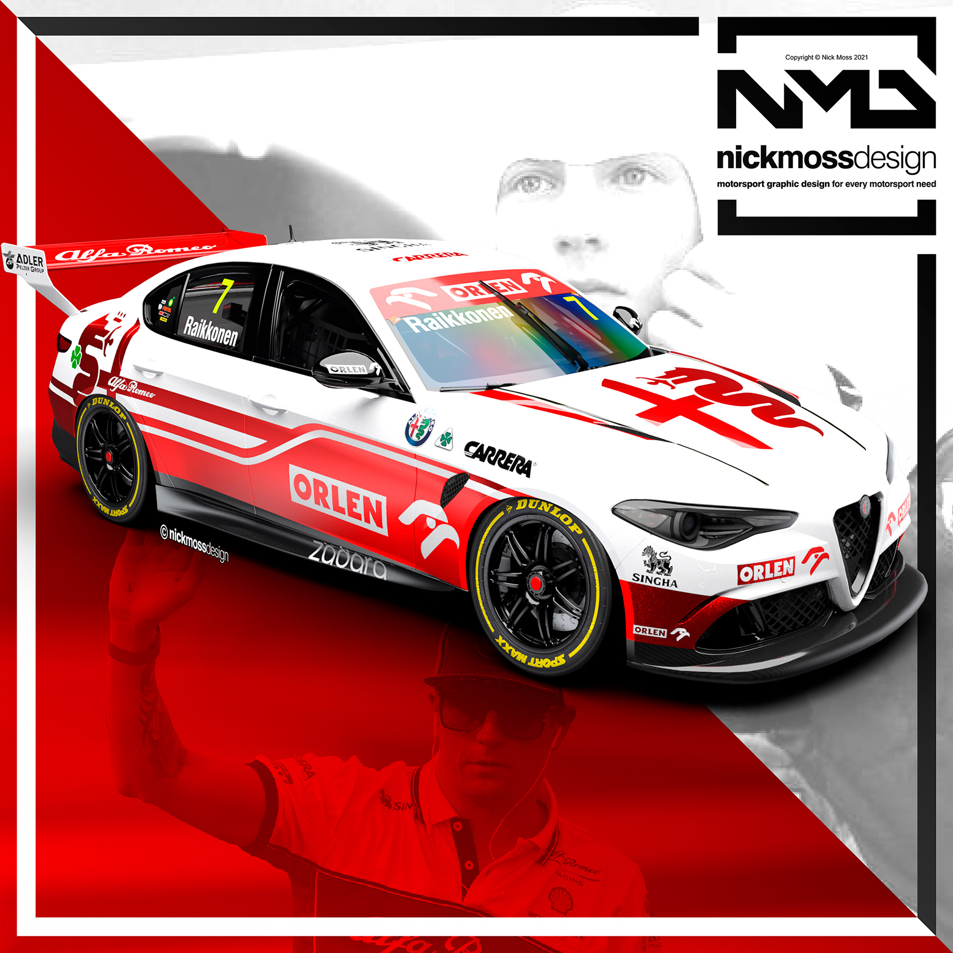 NMD nickmossdesign - Kimi Raikonnen ALFA F1 Supercars Tribute Livery Design