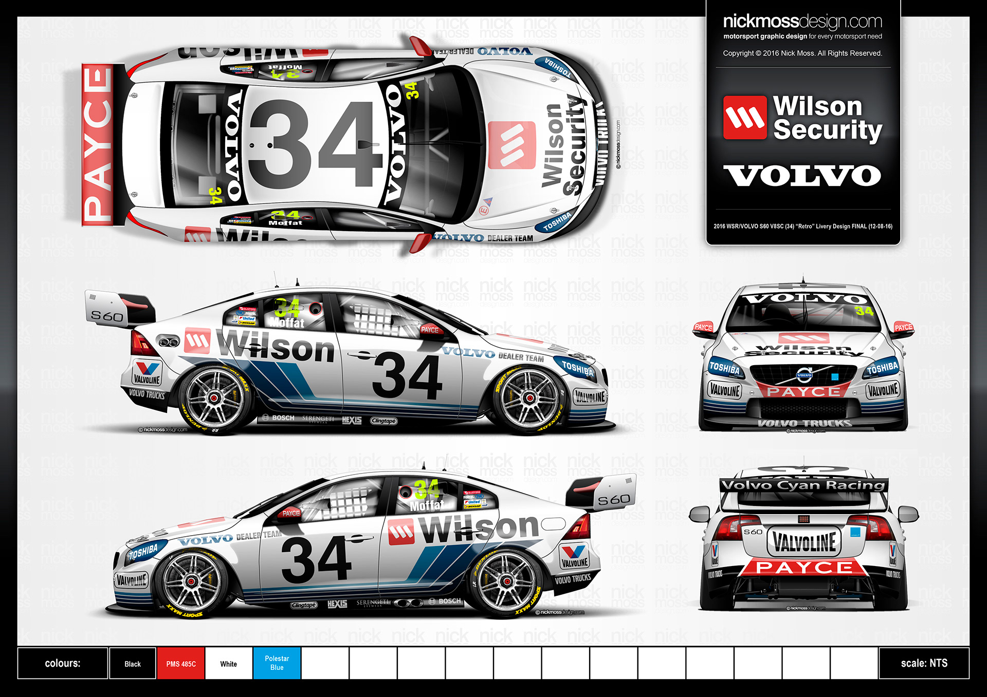 NMD nickmossdesign - 2016 Garry Rogers Motorsport Wilson Security Valvoline S60 Volvo Livery Design