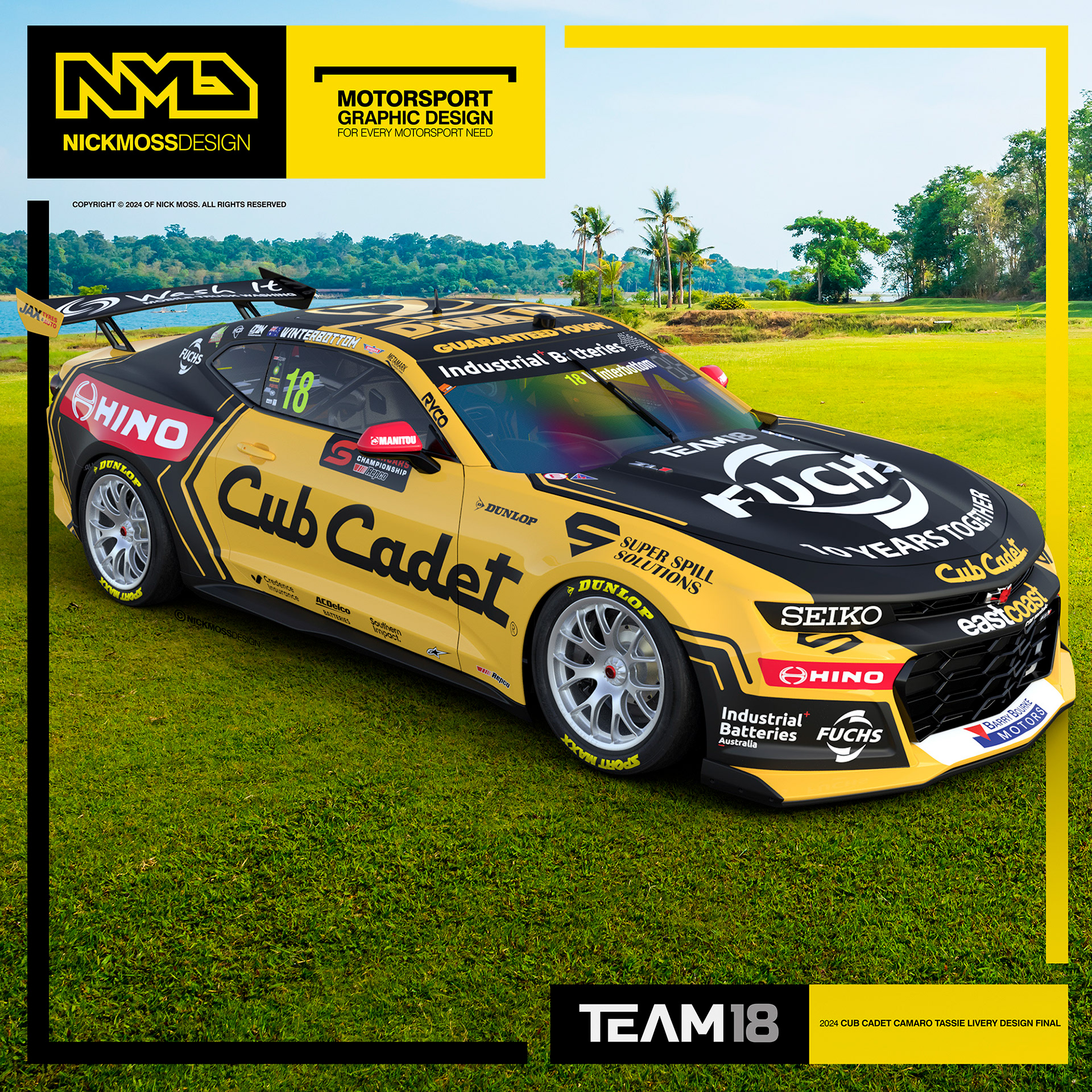 NMD nickmossdesign - 2024 TEAM18 Mark Winterbottom CUB CADET Supercars Camaro Livery Design