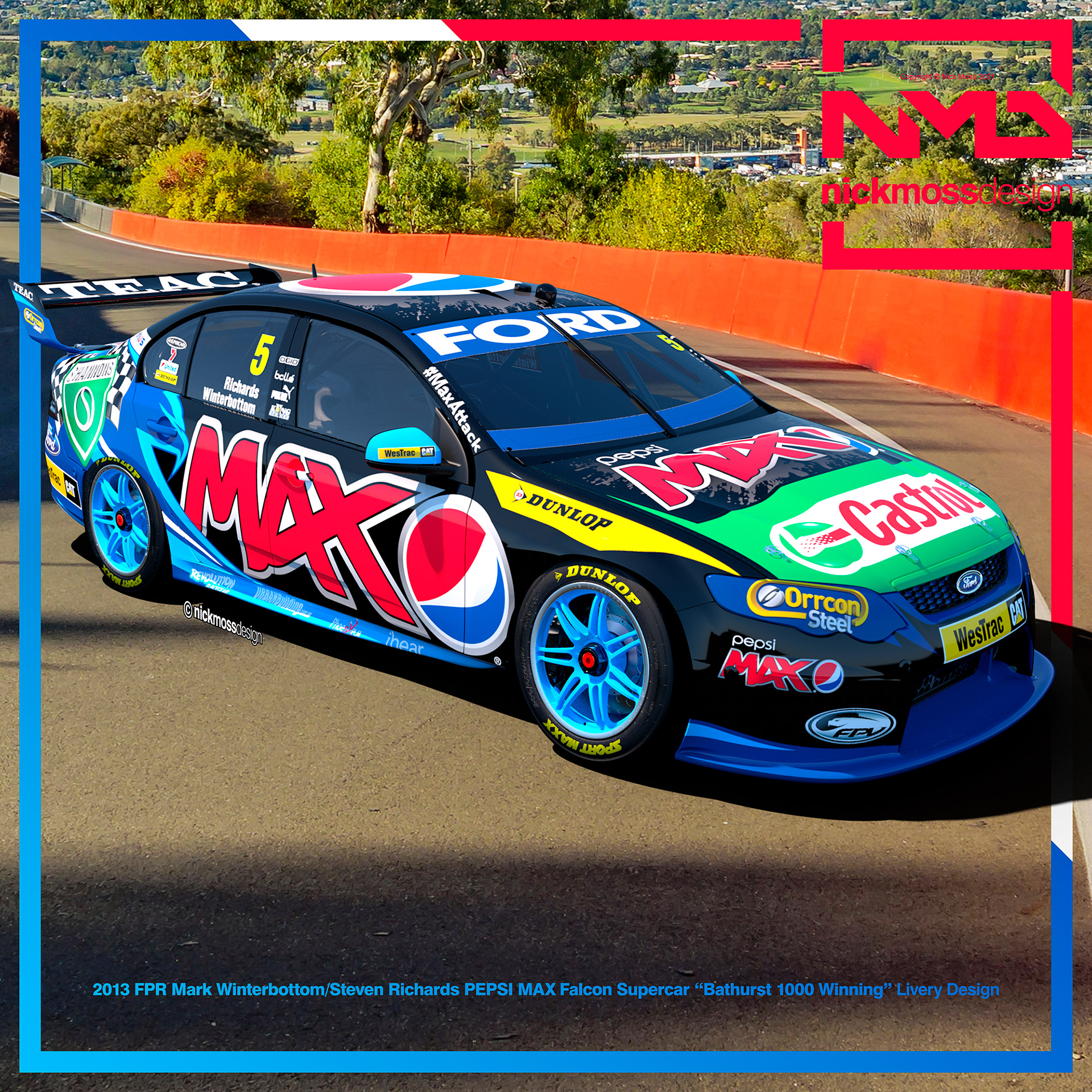 nickmossdesign - 2013 FORD PERFROMANCE RACING (FPR) PEPSI MAX SUPERCARS LIVERY DESIGN
