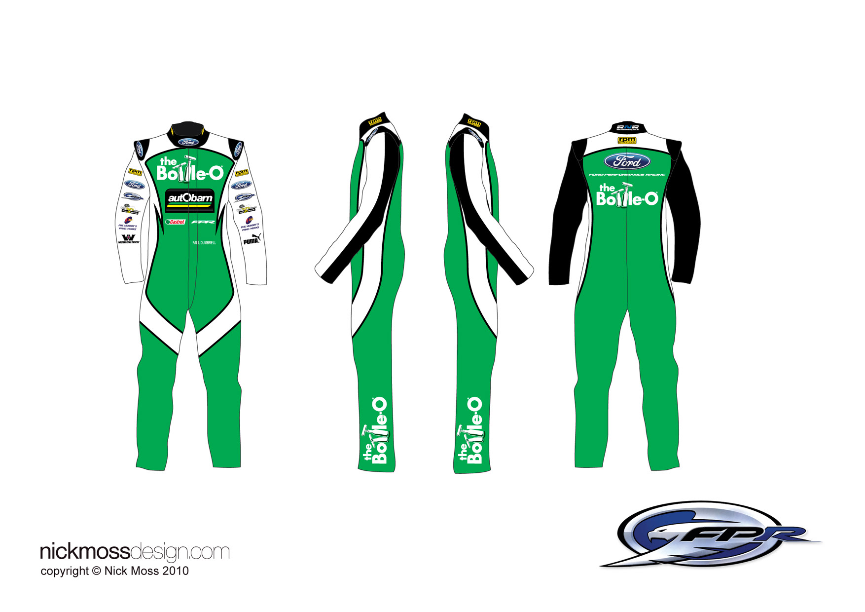 nickmossdesign - 2011 FORD PERFROMANCE RACING (FPR) BOTTLE-O SUPERCARS RACE SUIT DESIGN