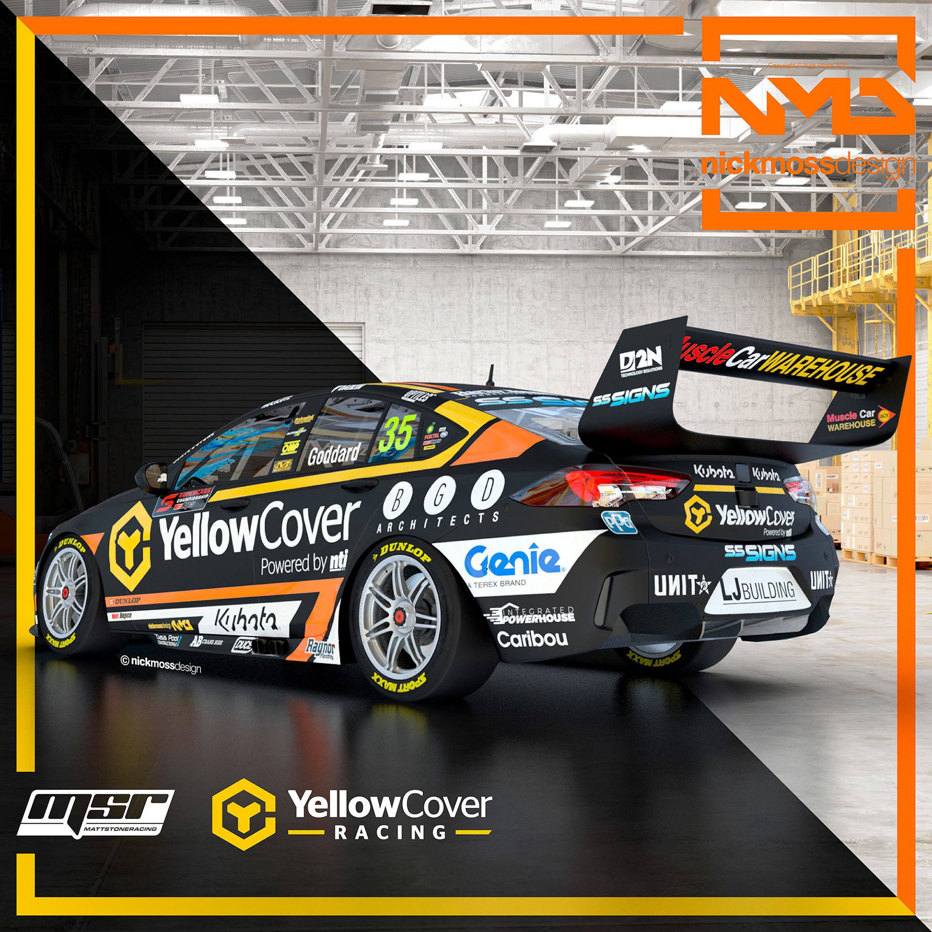 nickmossdesign - 2021 MATT STONE RACING Yellow Cover Supercars Livery Design