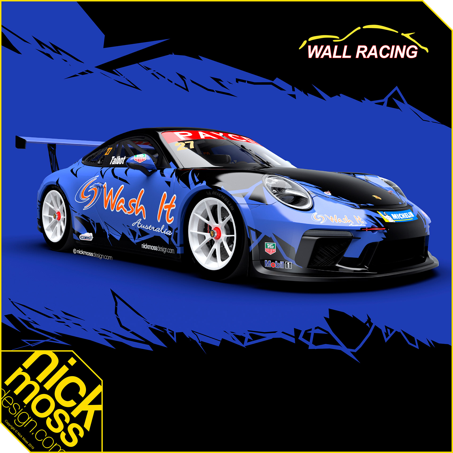 nickmossdesign - 2019 WALL RACING WASH IT Porsche Carrera Cup LIVERY DESIGN