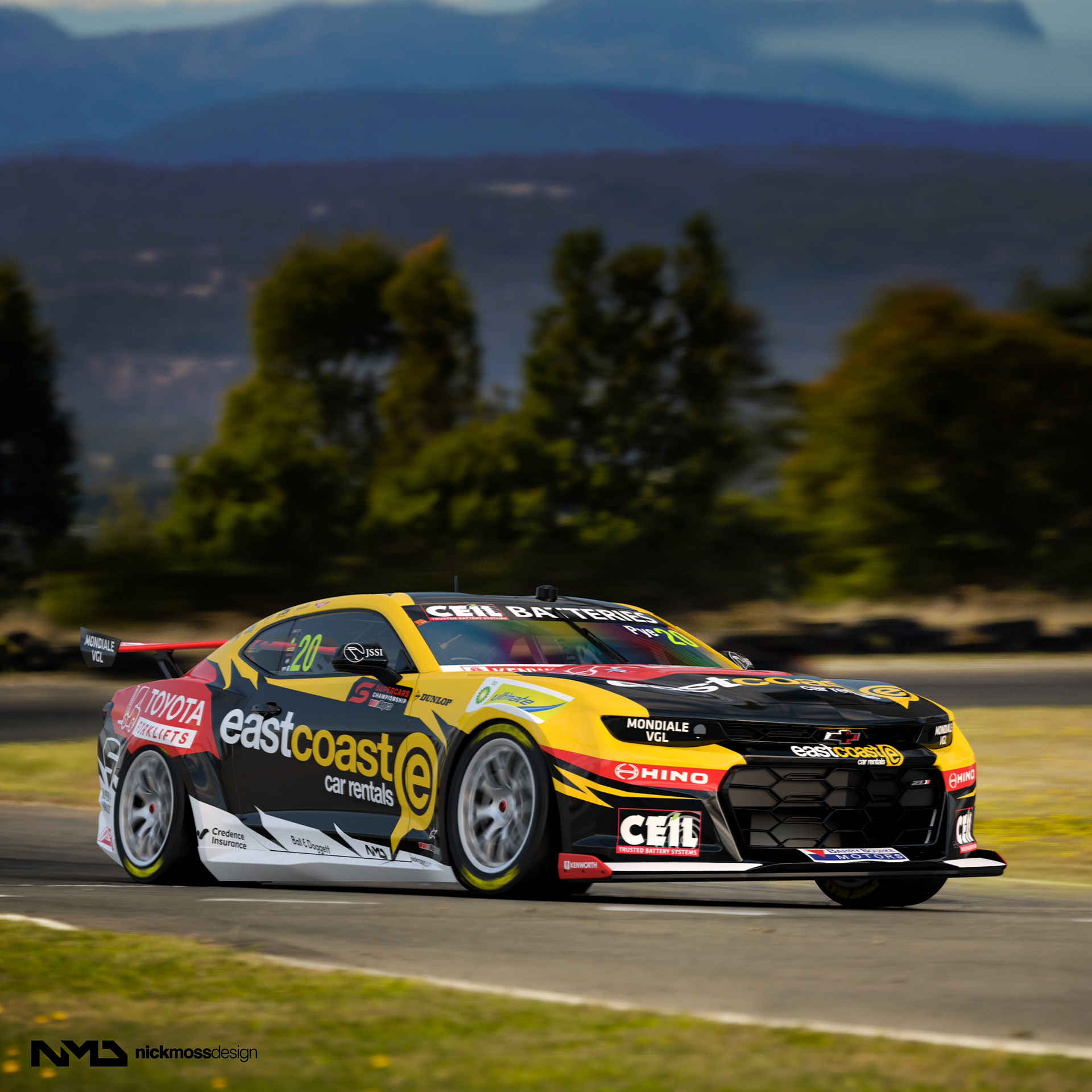 nickmossdesign.com - 2023 Team 18 EASTCOAST CAR RENTALS Scott Pye Supercars livery design
