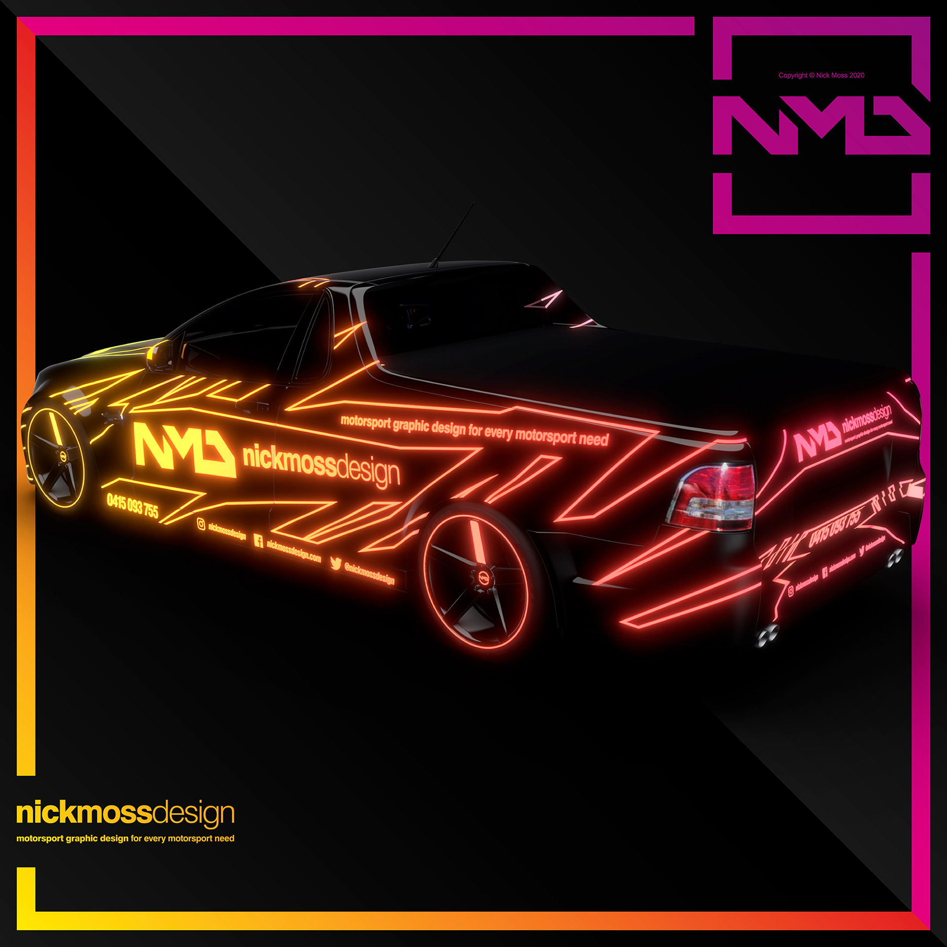 NMD nickmossdesign - Holden VE Commodore Ute 2020 NEON Livery Design Render