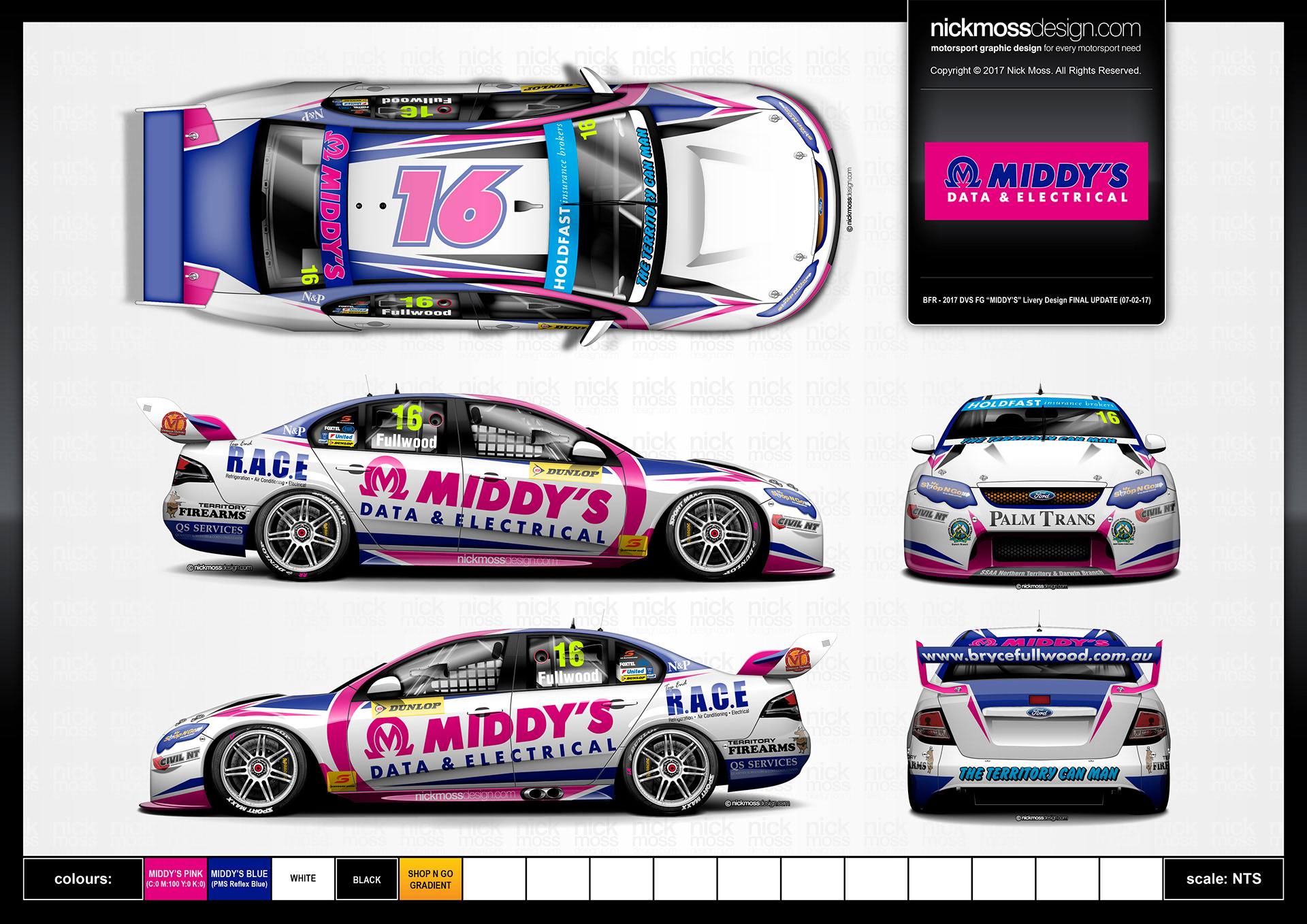 nickmossdesign - 2016 MWM Bryce Fullwood MIDDYS SUPERCARS LIVERY DESIGN