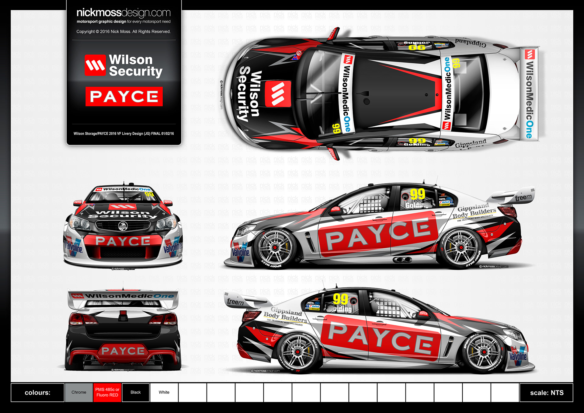 NMD nickmossdesign - 2018 Garry Rogers Motorsport Wilson Security Valvoline VF Holden Livery Design