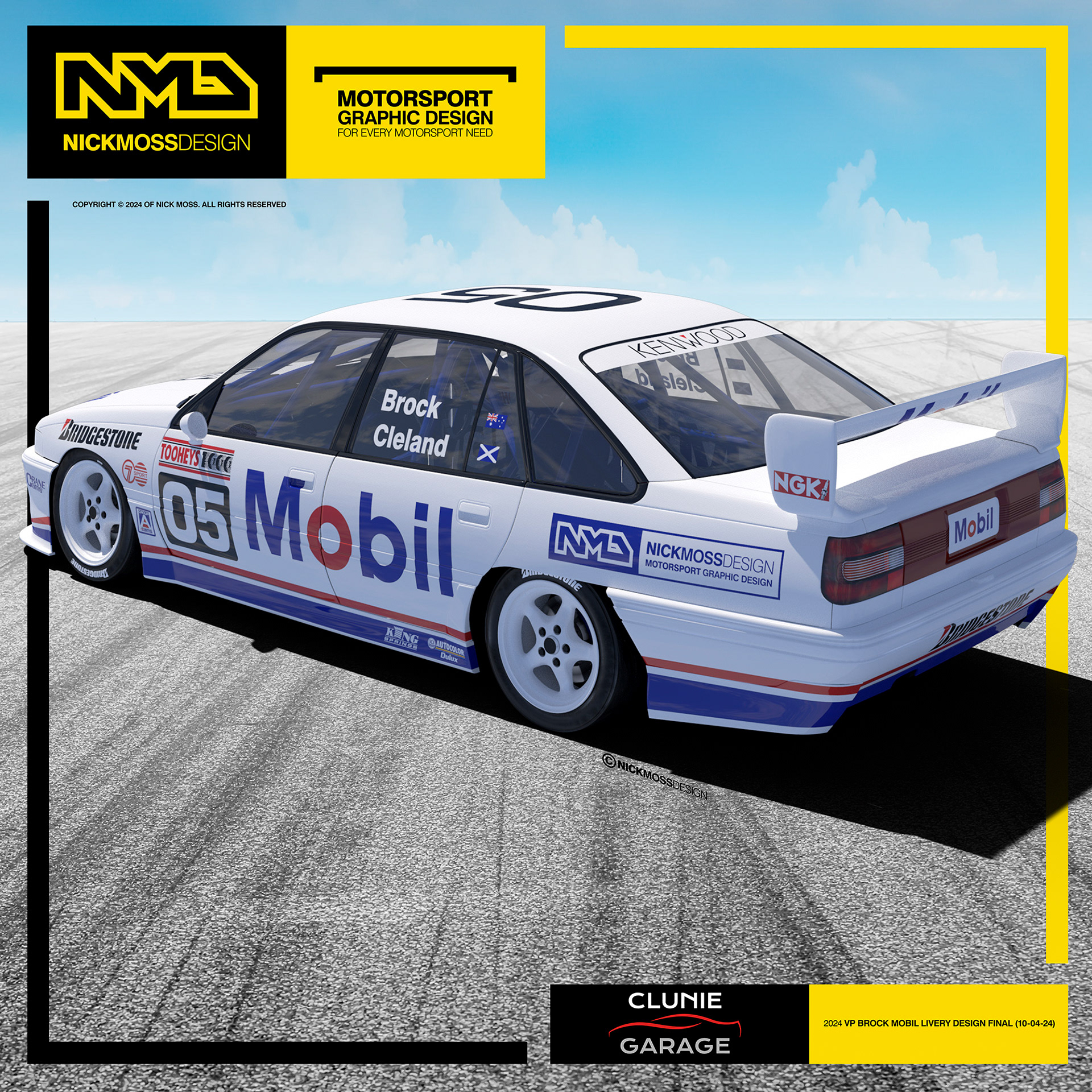 NMD nickmossdesign - 2024 CLUNIE GARAGE Peter Brock VP Mobil Supercar Livery Design