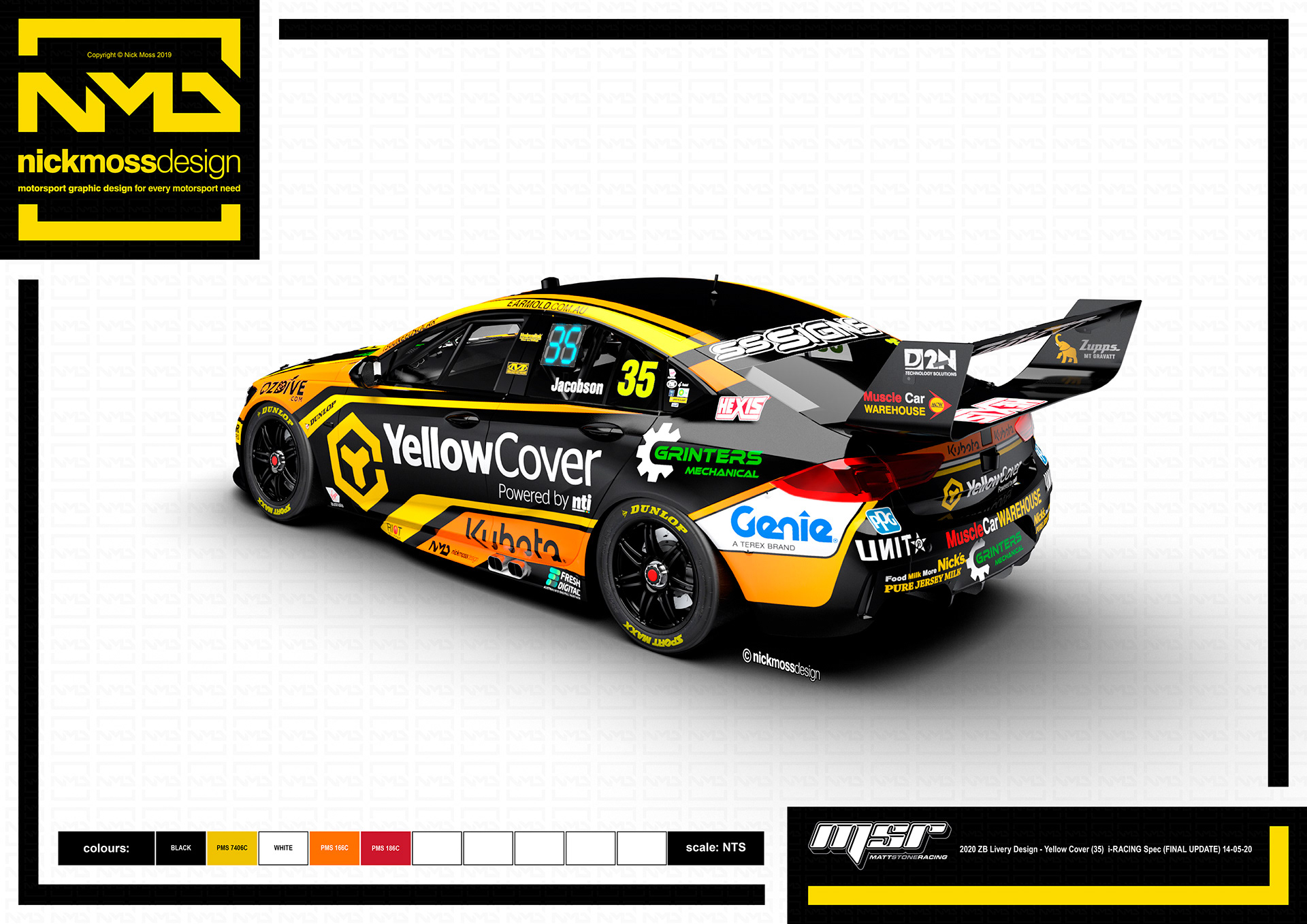 nickmossdesign - 2020 MATT STONE RACING YELLOW COVER SUPERCARS LIVERY DESIGN