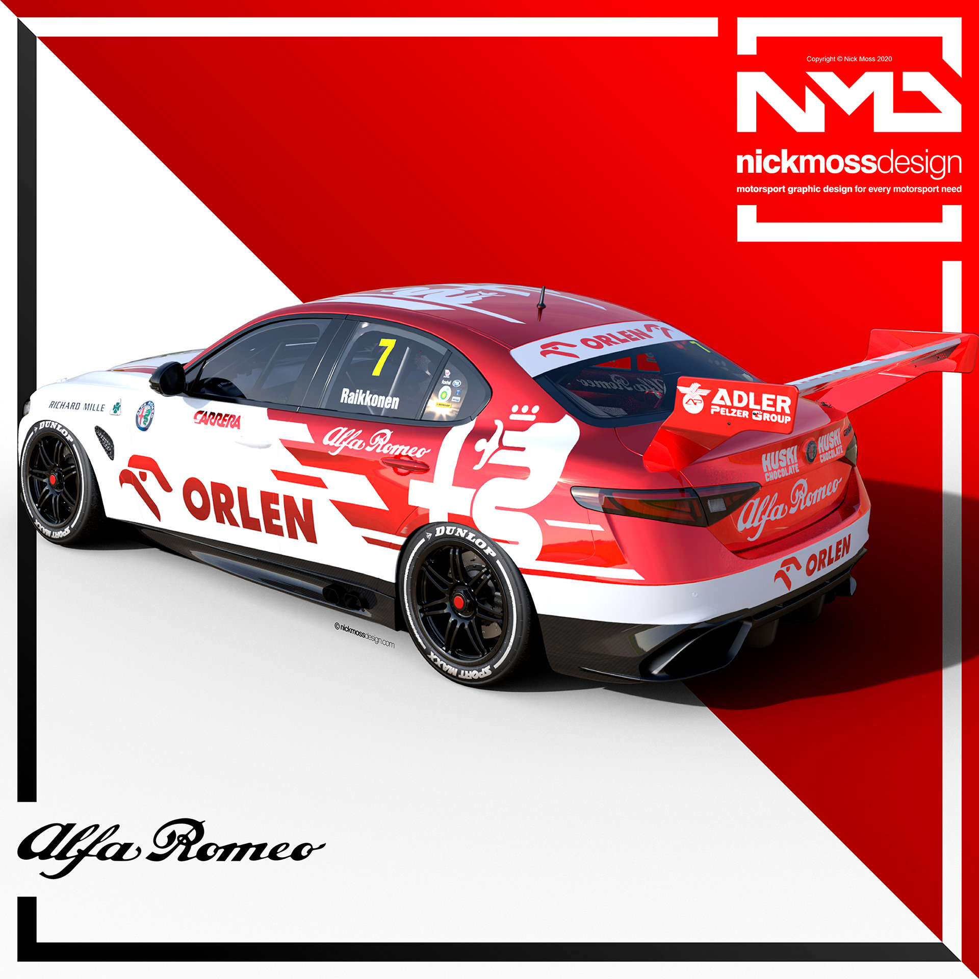 NMD nickmossdesign - Kimi Raikonnen ALFA F1 Supercars Tribute Livery Design