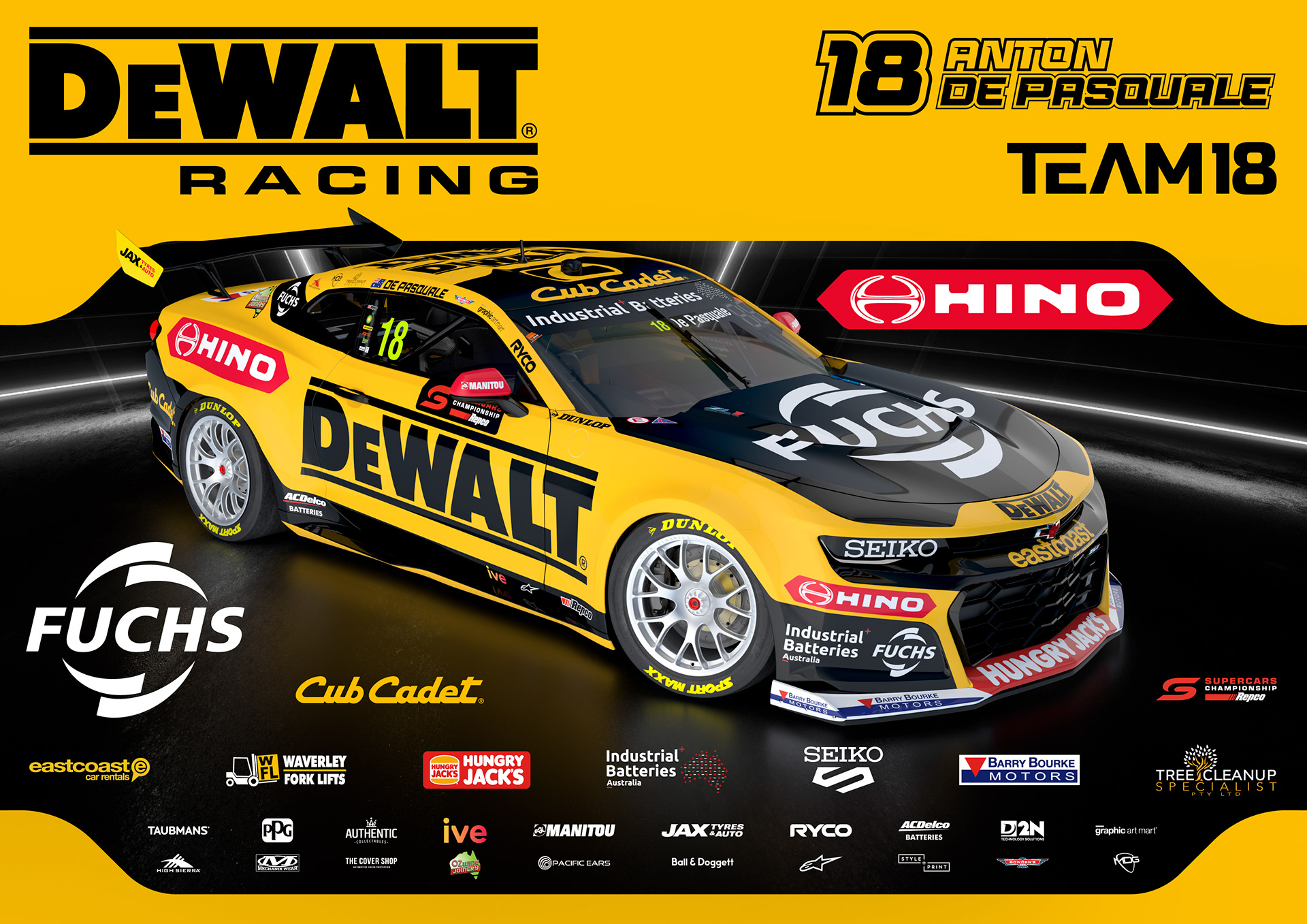 NMD nickmossdesign - 2025 TEAM18 Anton De Pasquale DEWALT Supercars Poster Design
