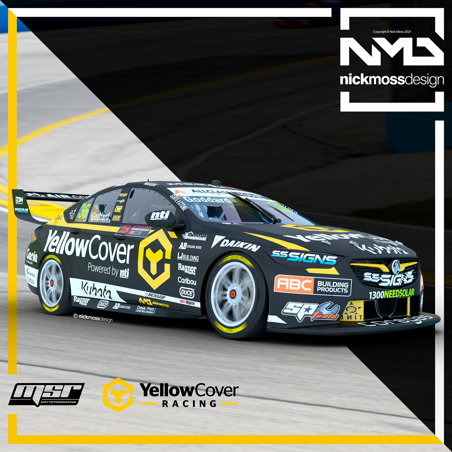 nickmossdesign - 2021 MATT STONE RACING Yellow Cover Supercars Livery Design Townsville Update