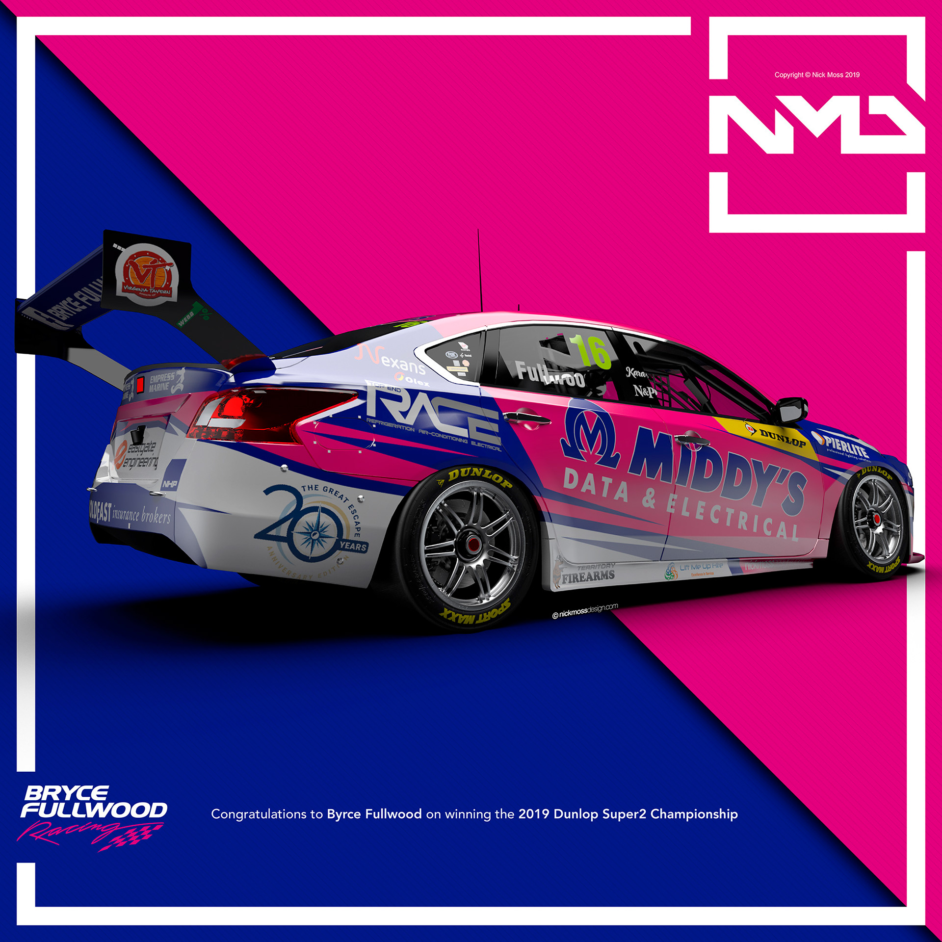 nickmossdesign - 2019 MWM Bryce Fullwood MIDDYS SUPERCARS LIVERY DESIGN