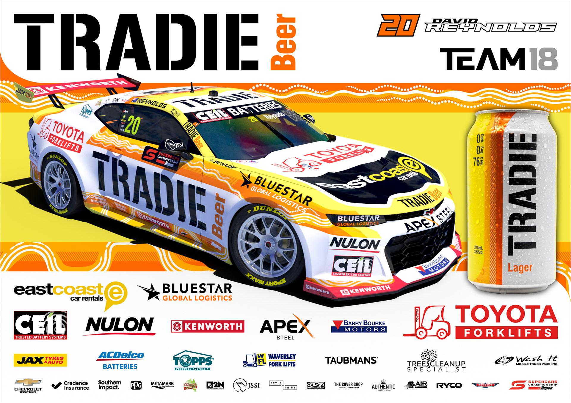 NMD nickmossdesign - 2024 TEAM 18 Supercars Camaro Poster Design