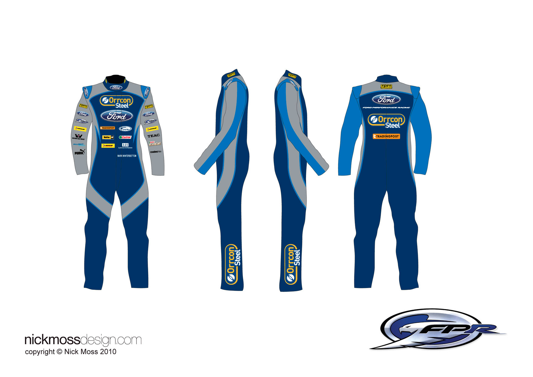 nickmossdesign - 2011 FORD PERFROMANCE RACING (FPR) ORRCON SUPERCARS RACE SUIT DESIGN