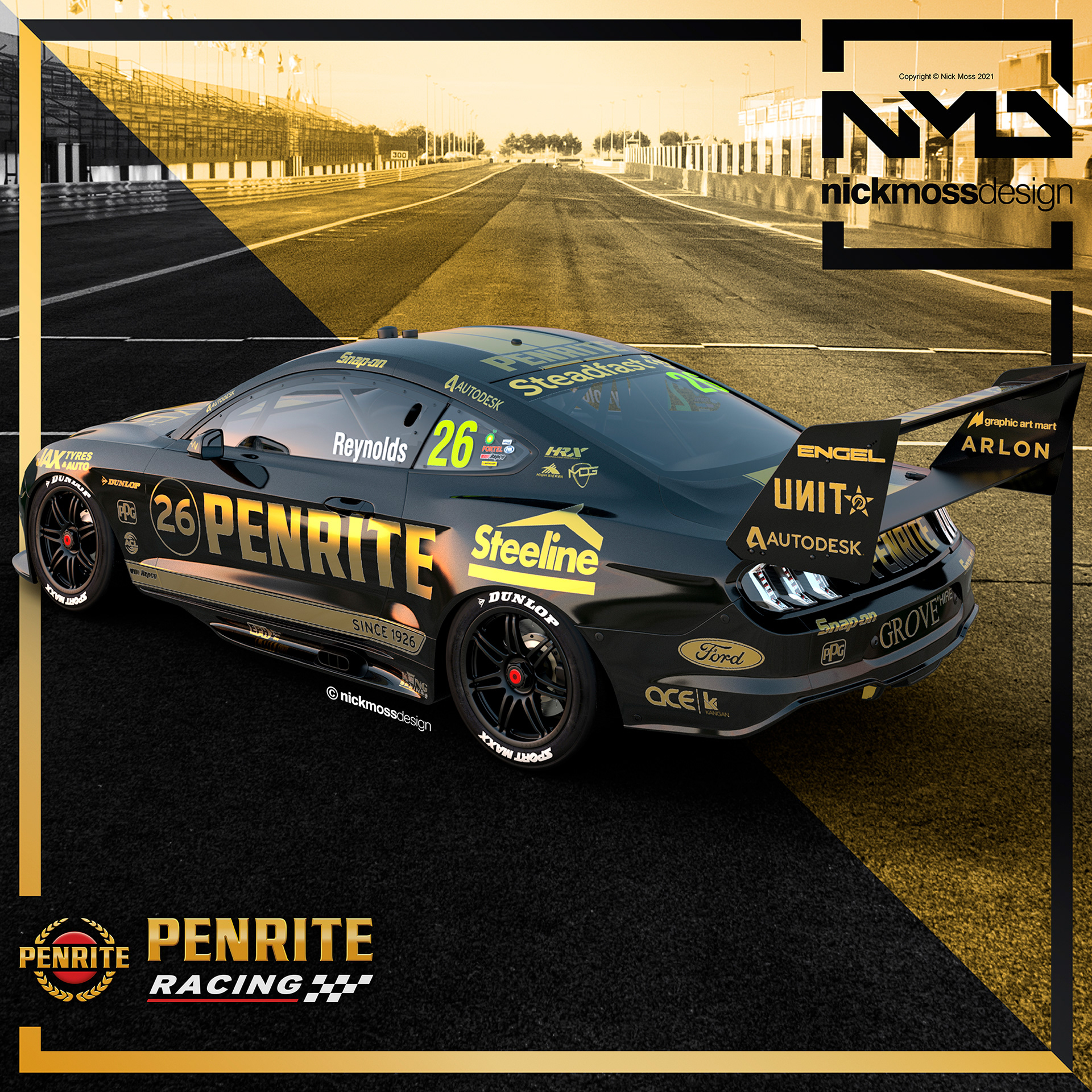 nickmossdesign - 2021 PENRITE Racing David Reynolds Supercars RETRO Livery Design
