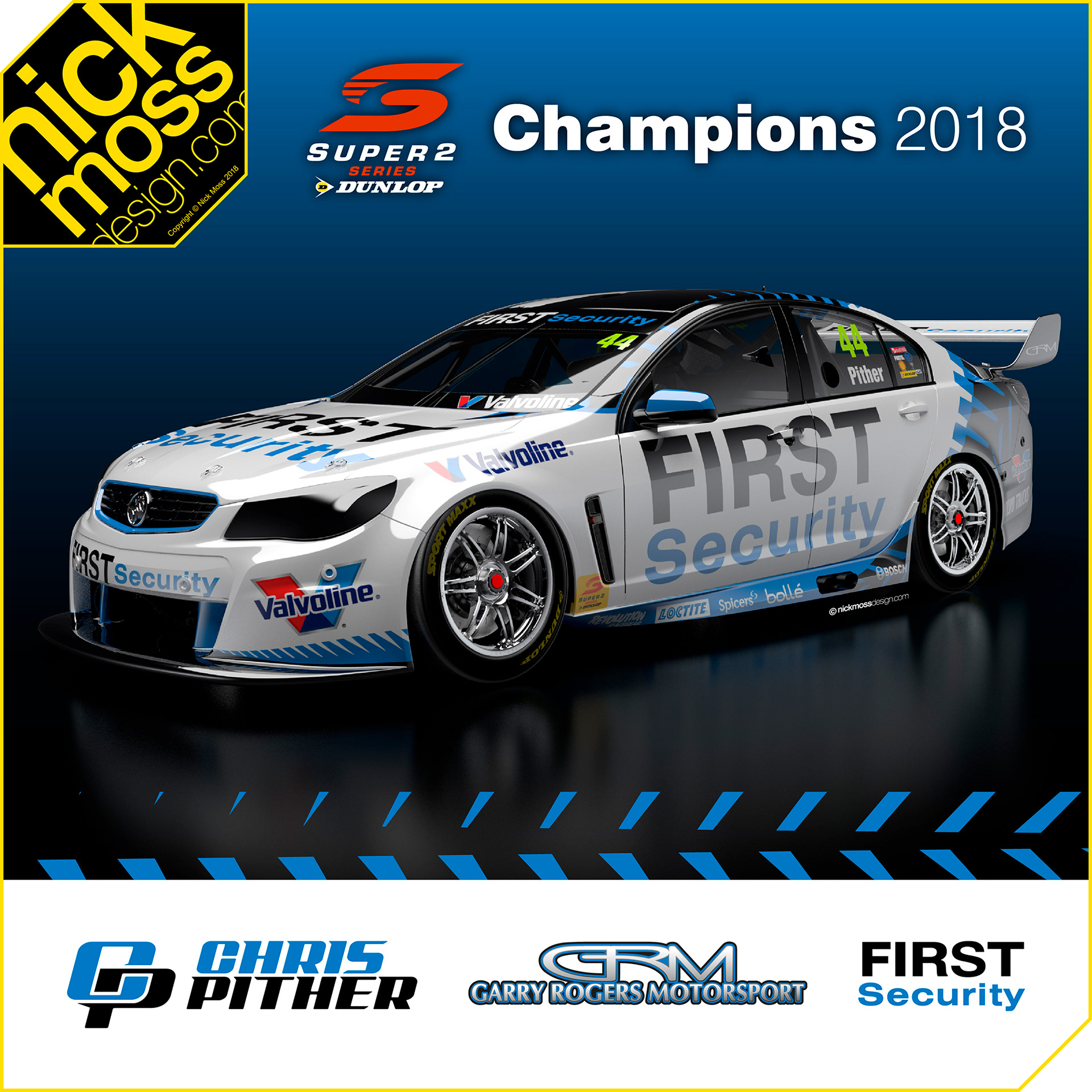 NMD nickmossdesign - 2018 Garry Rogers Motorsport First Security Valvoline VF Holden Livery Design
