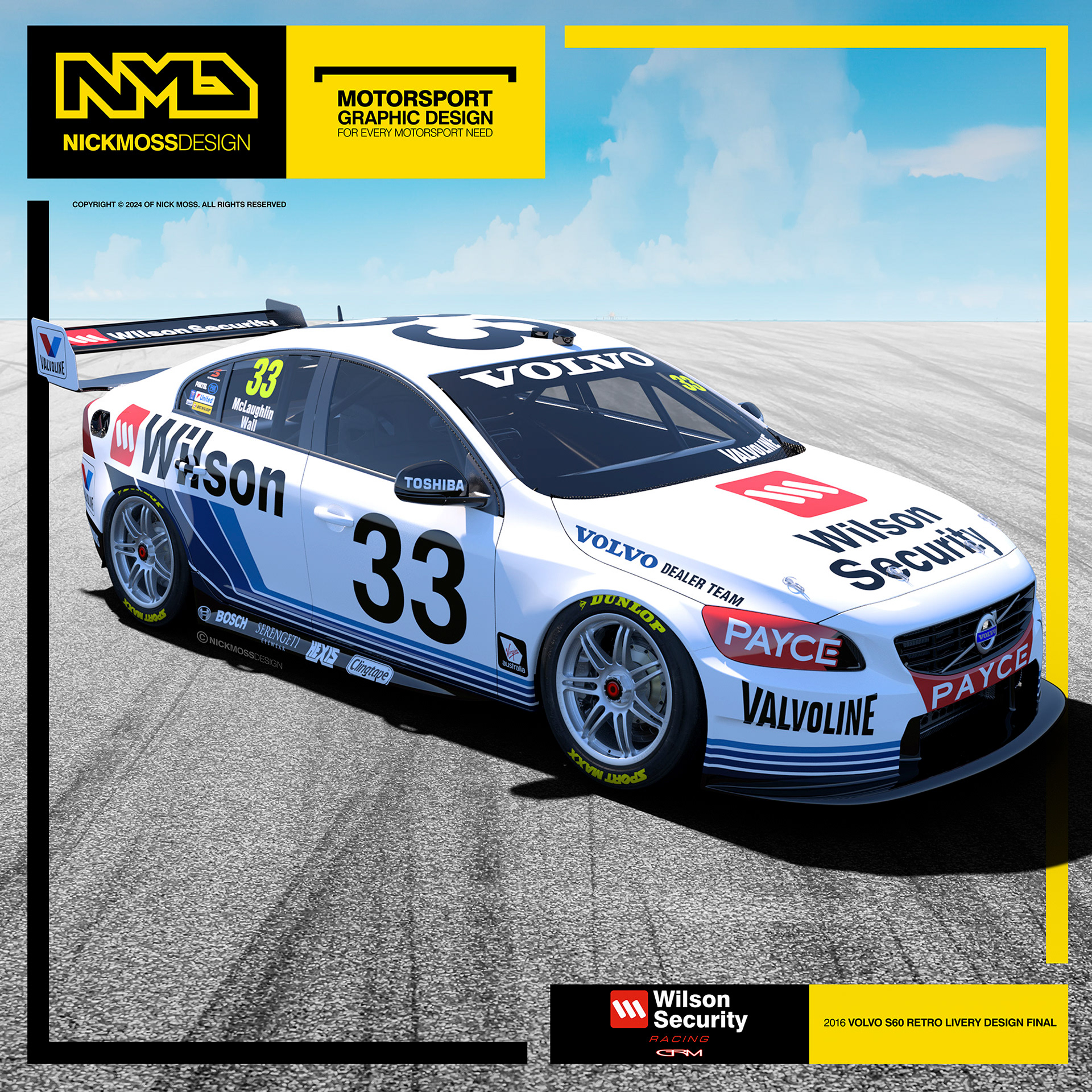 NMD nickmossdesign - 2016 Garry Rogers Motorsport Wilson Security Valvoline S60 Volvo Livery Design