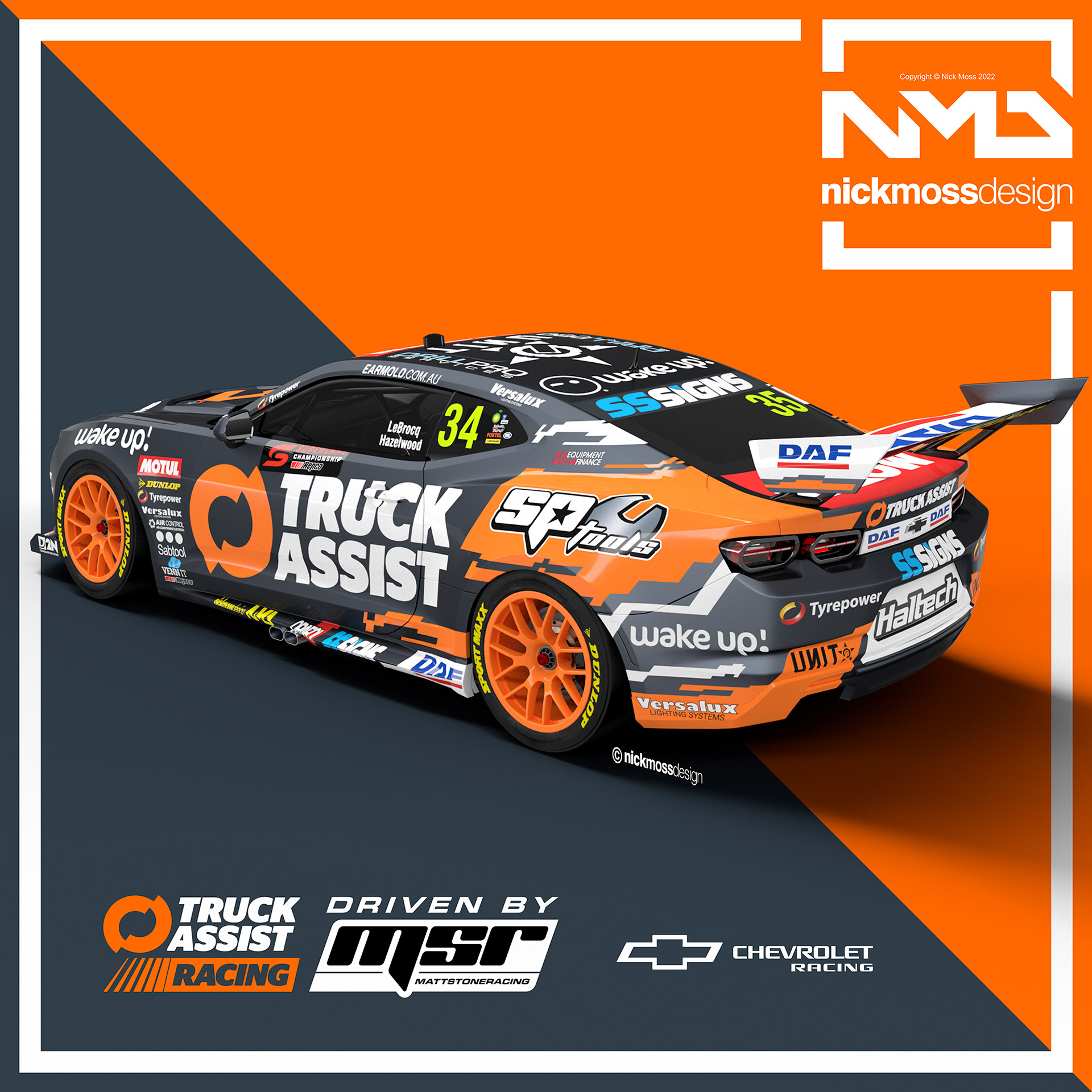 NMD nickmossdesign - 2023 MSR Truck Assist Racing GEN3 Camaro Supercars Livery Design