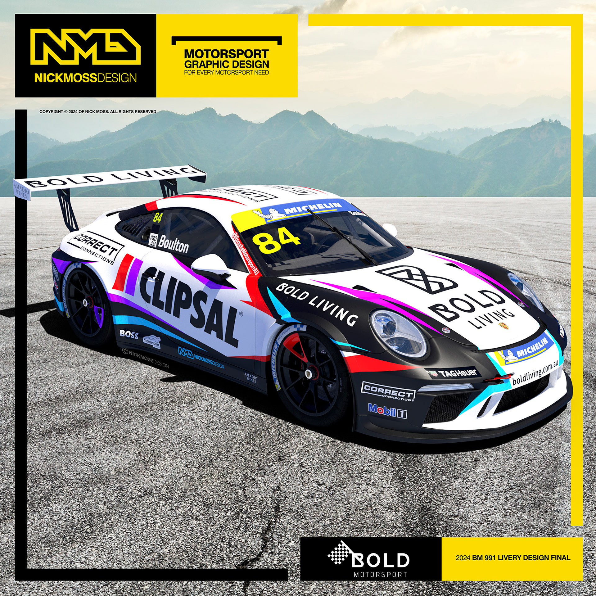 NMD nickmossdesign - 2024 BOLD MOTORSPORT Porsche Carrera Cup Challenge Livery Design