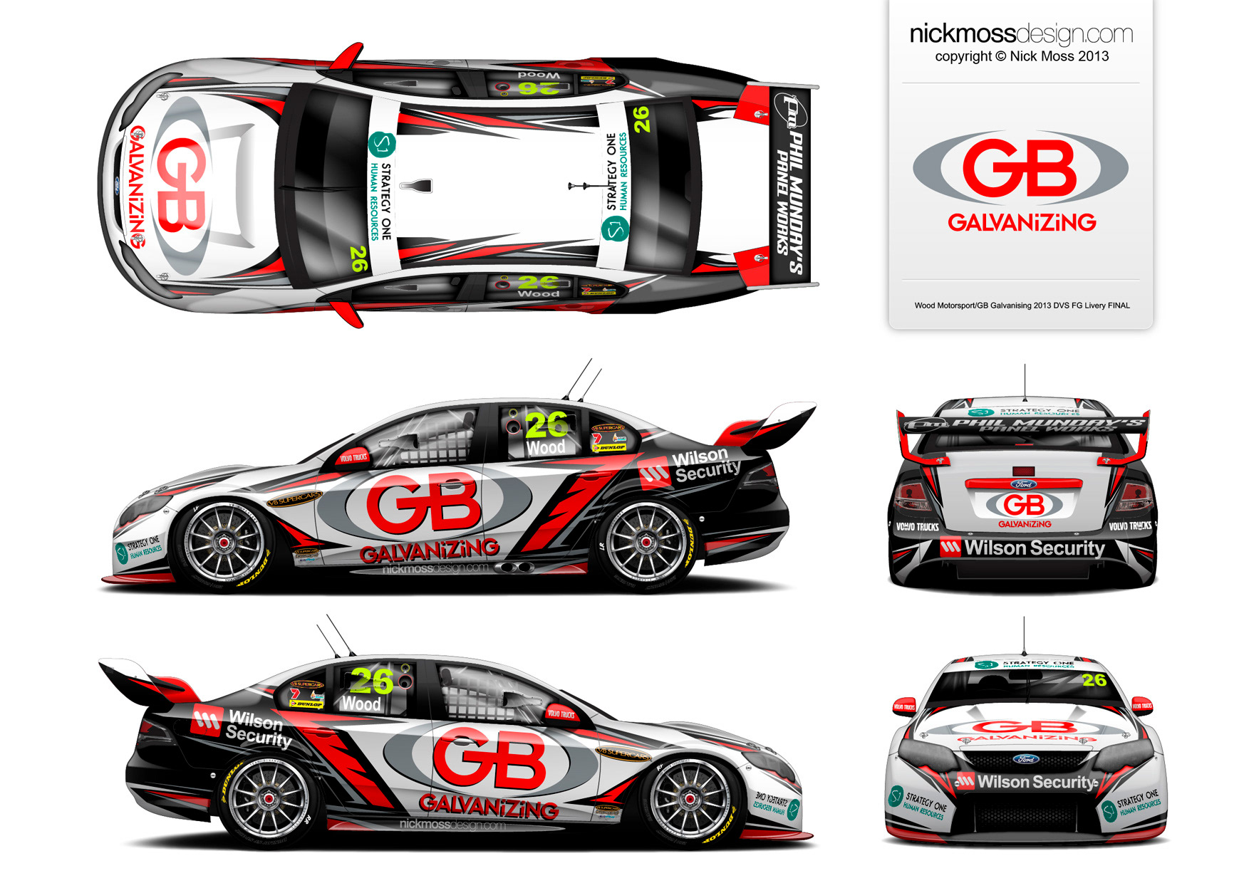nickmossdesign - 2013 GB GALVANISING WILSON SECURITY SUPERCARS LIVERY DESIGN
