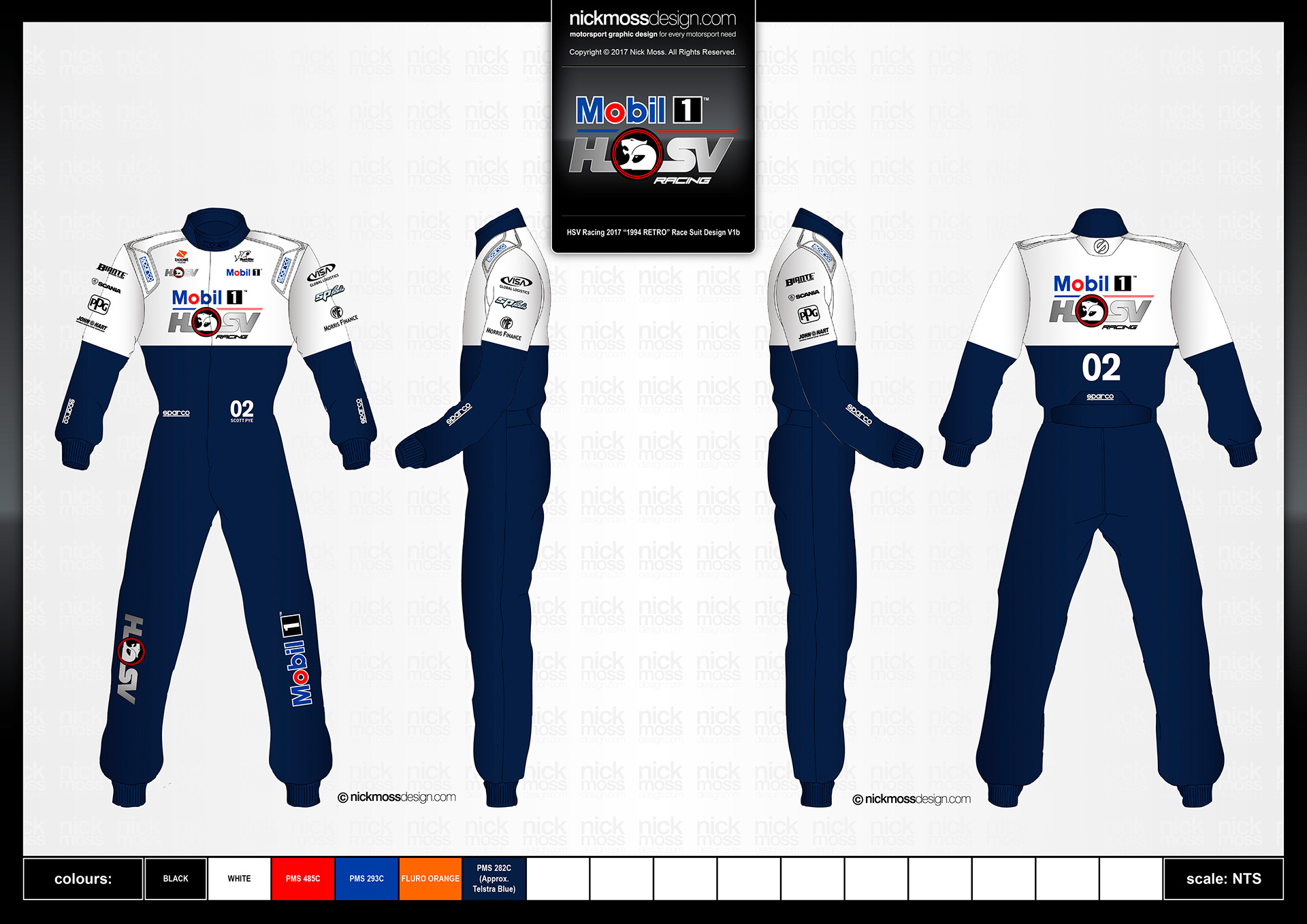 nickmossdesign - 2017 MOBIL 1 HSV RACING RETRO SUPERCAR RACE SUIT DESIGN