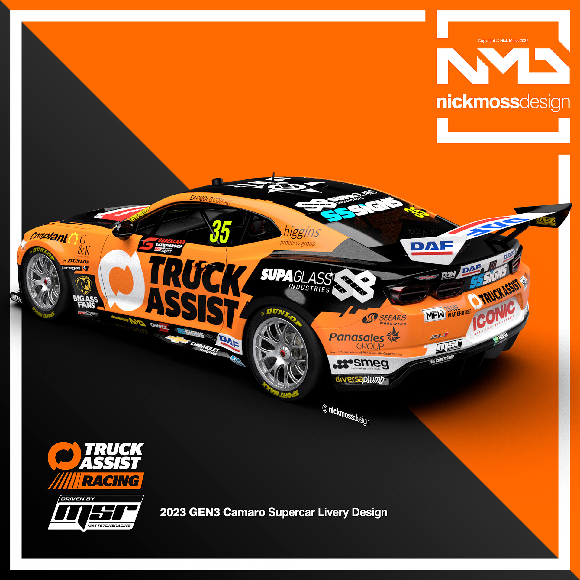 NMD nickmossdesign - 2023 MATT STONE RACING TRUCK ASSIST Gen3 Supercars Camaro Livery Design