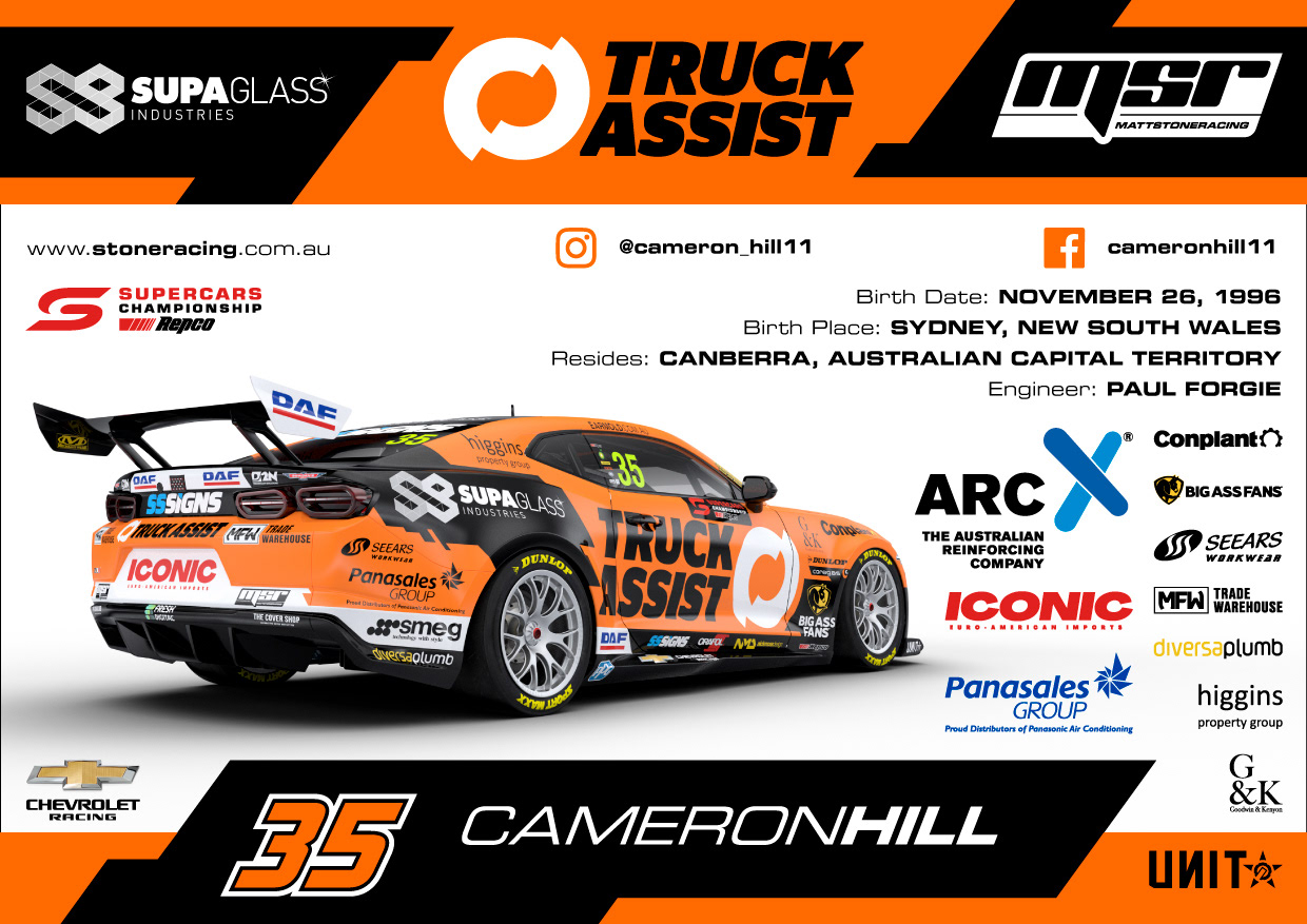 NMD nickmossdesign - 2023 MATT STONE RACING TRUCK ASSIST Driver Signing Card Design