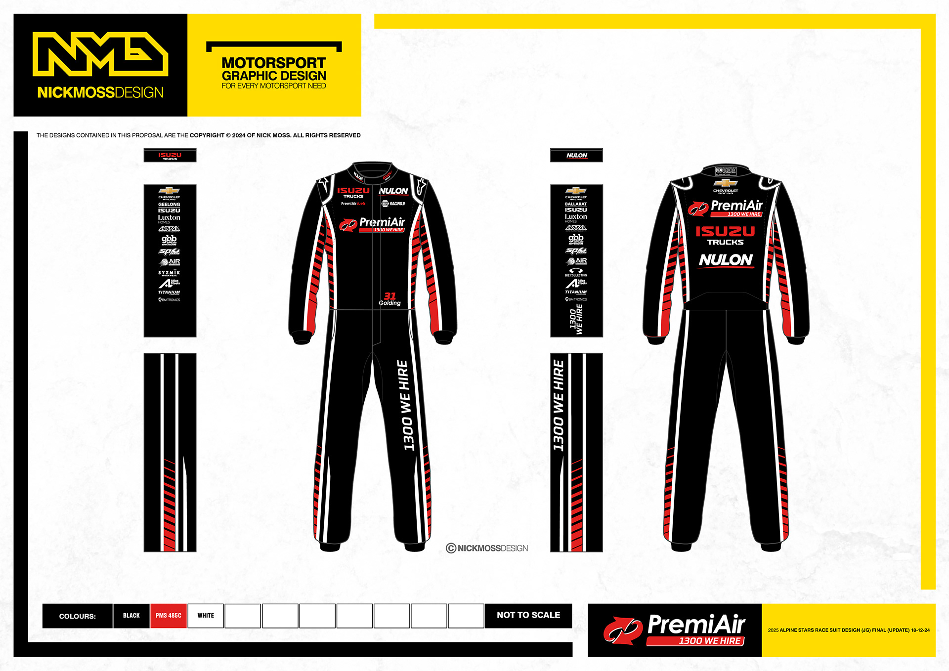 NMD nickmossdesign - 2025 PREMI-AIR RACING GEN3 Supercar Driver Suit Design