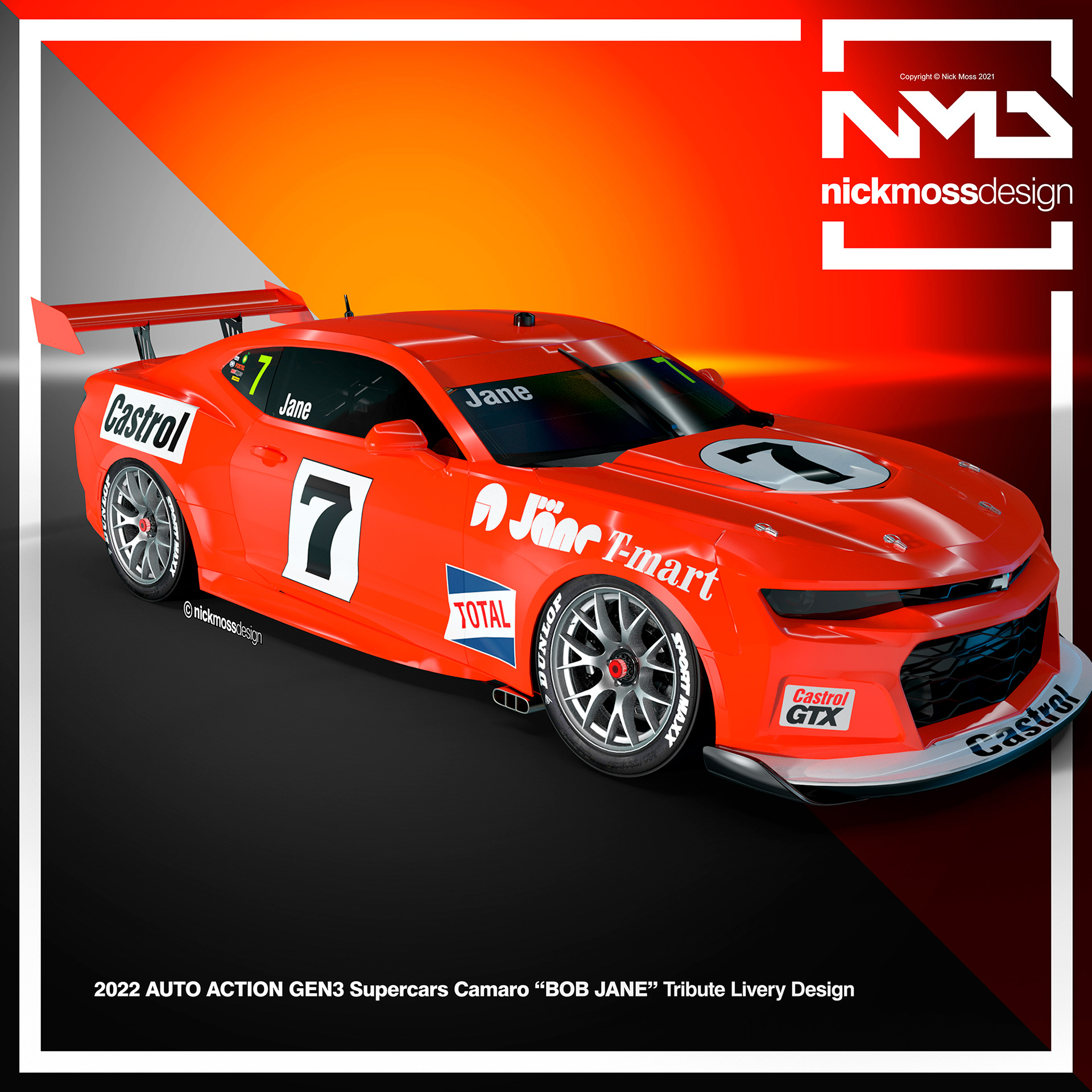 NMD nickmossdesign - BOB JANE Camaro Supercars Tribute Livery Design
