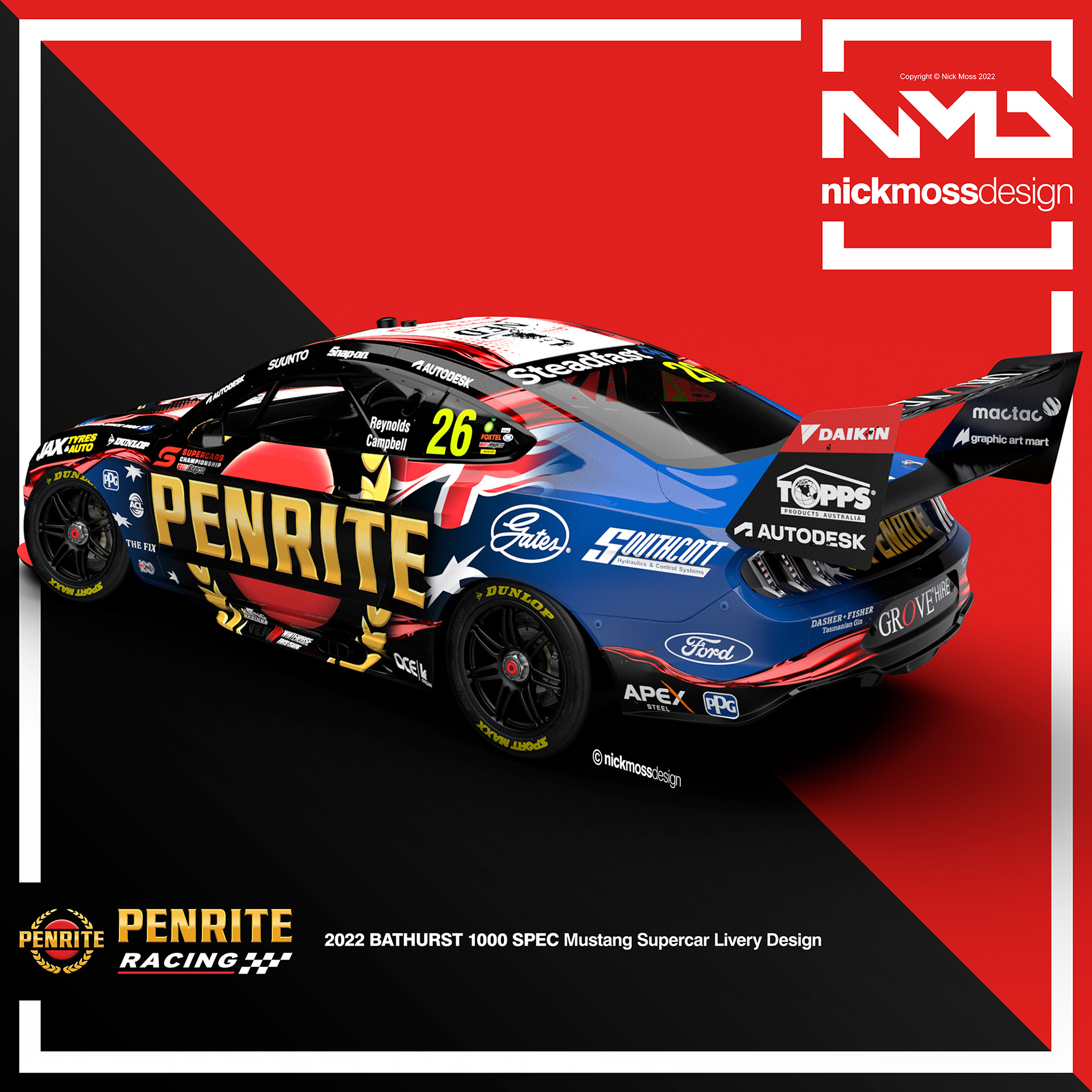 nickmossdesign - 2020 PENRITE RACING "BATHURST 1000" SUPERCARS LIVERY DESIGN