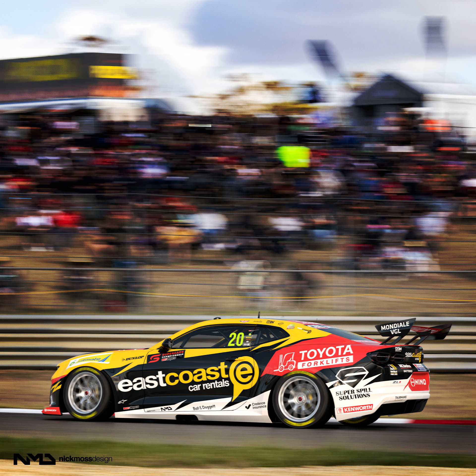 nickmossdesign.com - 2023 Team 18 EASTCOAST CAR RENTALS Scott Pye Supercars livery design