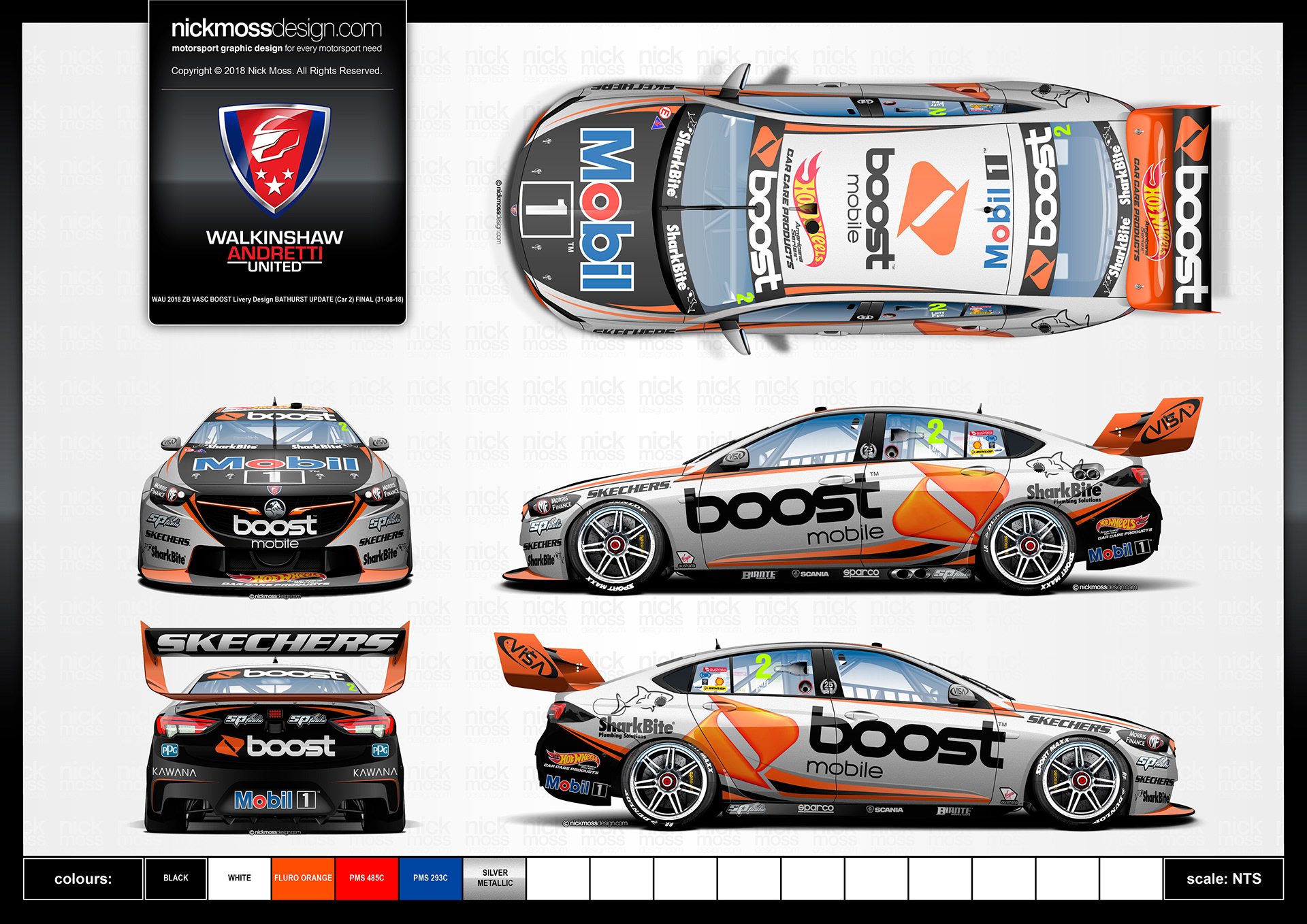 nickmossdesign - 2018 WALKINSHAW ANDRETTI UNITED BOOST SUPERCARS LIVERY DESIGN