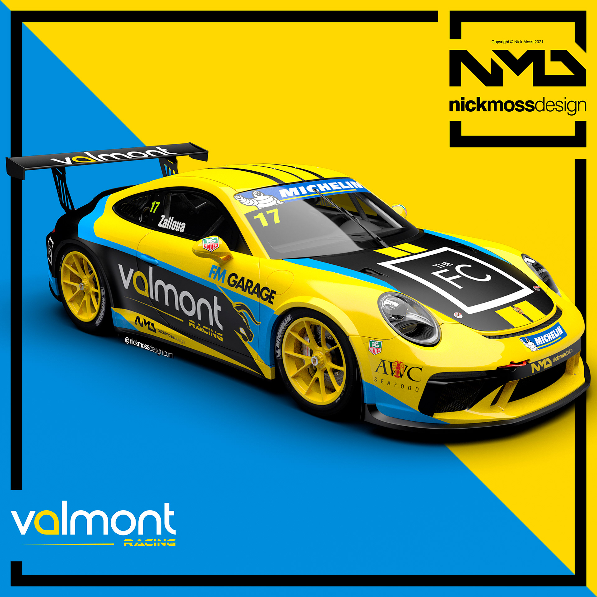 nickmossdesign - 2021 VALMONT RACING PORSCHE CARRERA CUP CHALLENGE LIVERY DESIGN