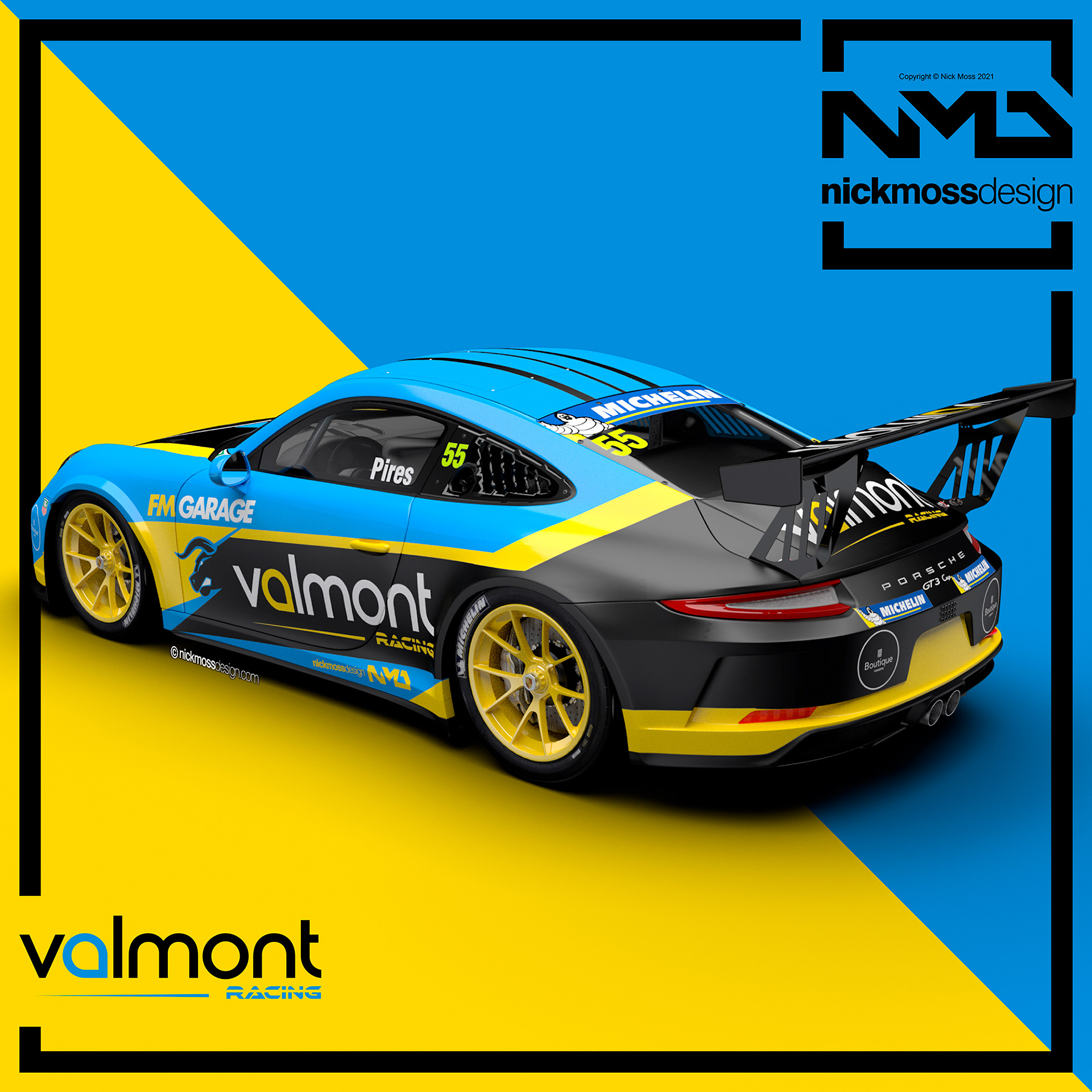 nickmossdesign - 2021 VALMONT RACING PORSCHE CARRERA CUP CHALLENGE LIVERY DESIGN