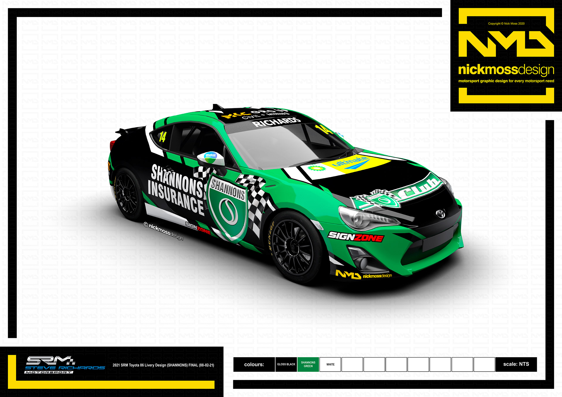 NMD nickmossdesign - Clay Richards SHANNONS Toyota 86 Livery Design