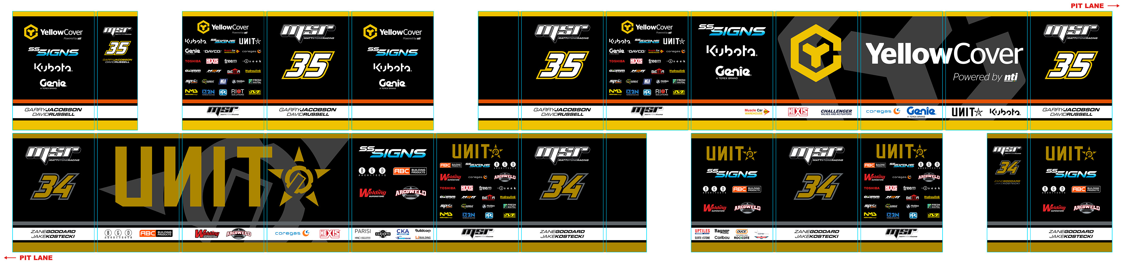 nickmossdesign - 2020 MATT STONE RACING YELLOW COVER & UNIT SUPERCARS PIT WALLING DESIGN