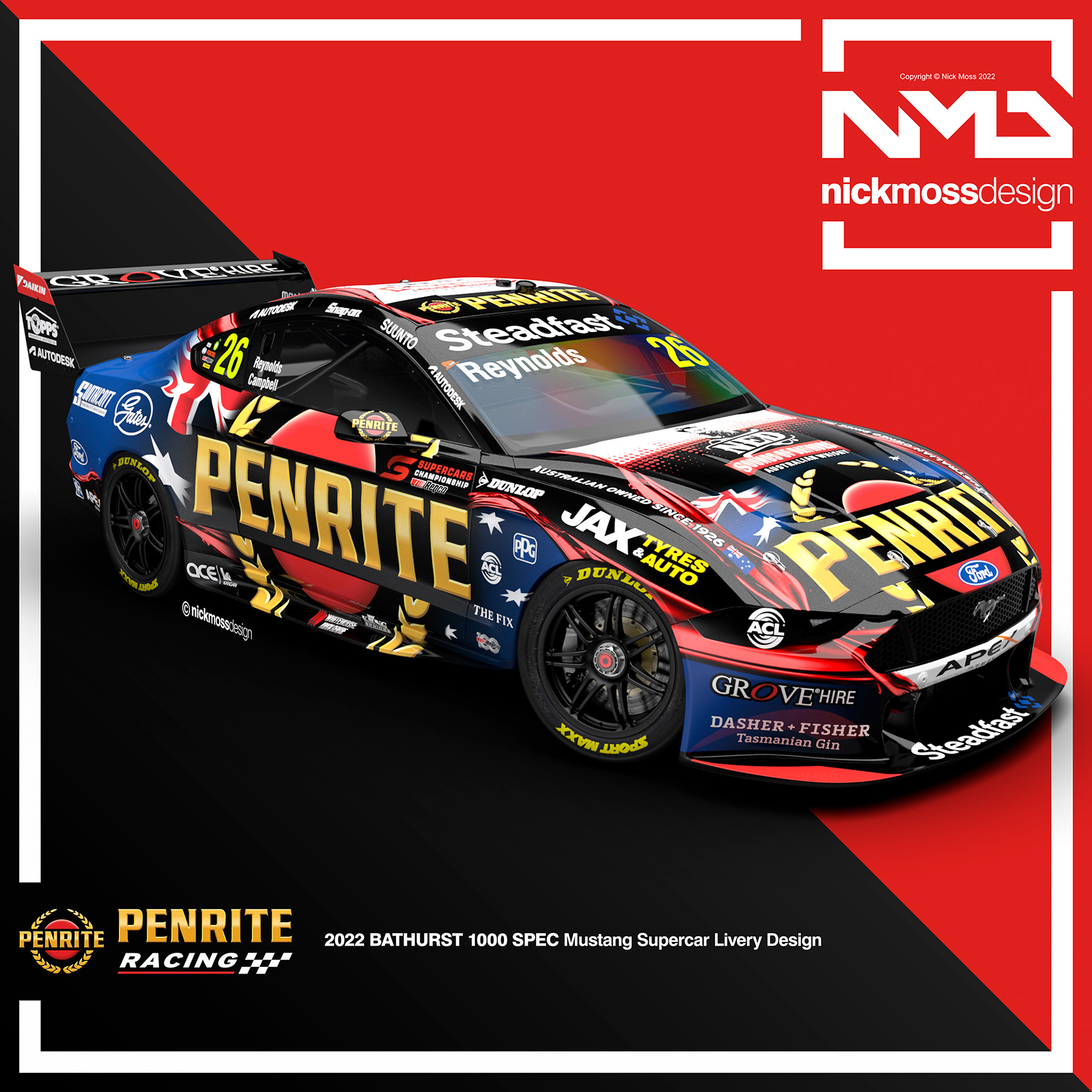 nickmossdesign - 2020 PENRITE RACING "BATHURST 1000" SUPERCARS LIVERY DESIGN