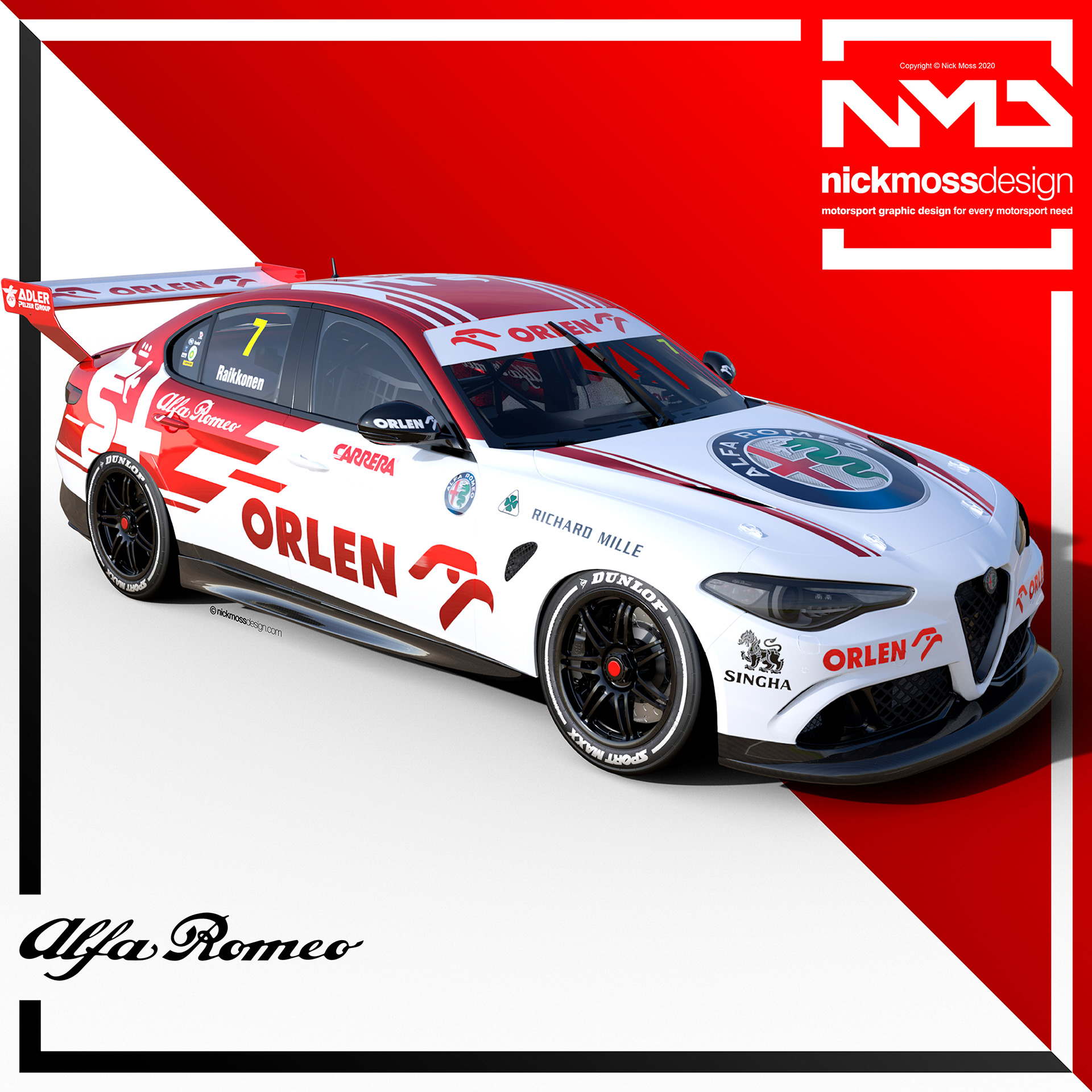 NMD nickmossdesign - Kimi Raikonnen ALFA F1 Supercars Tribute Livery Design