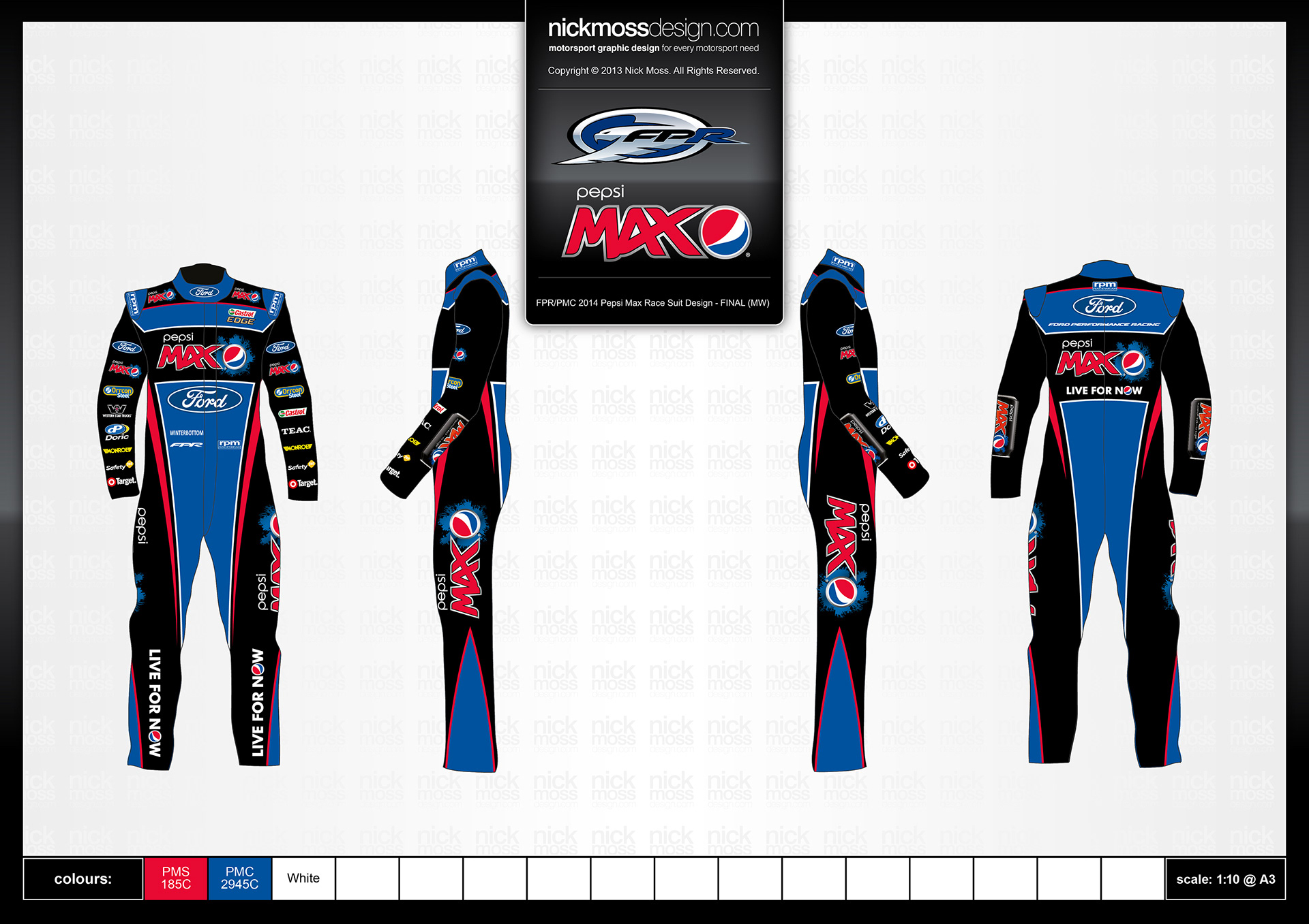 nickmossdesign - 2014 FORD PERFROMANCE RACING (FPR) PEPSI MAX SUPERCARS RACE SUIT DESIGN
