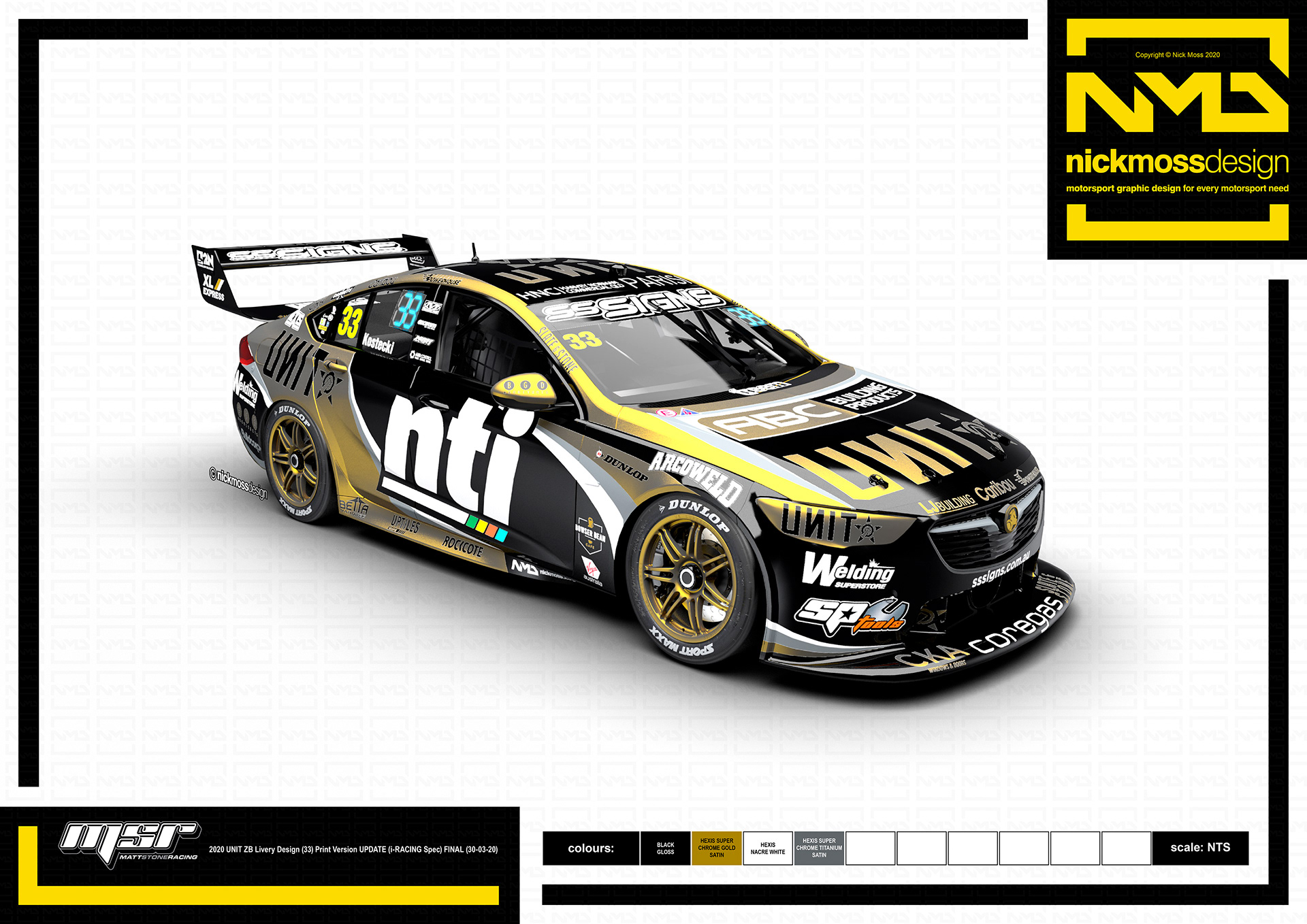 nickmossdesign - 2020 MATT STONE RACING NTI SUPERCARS LIVERY DESIGN