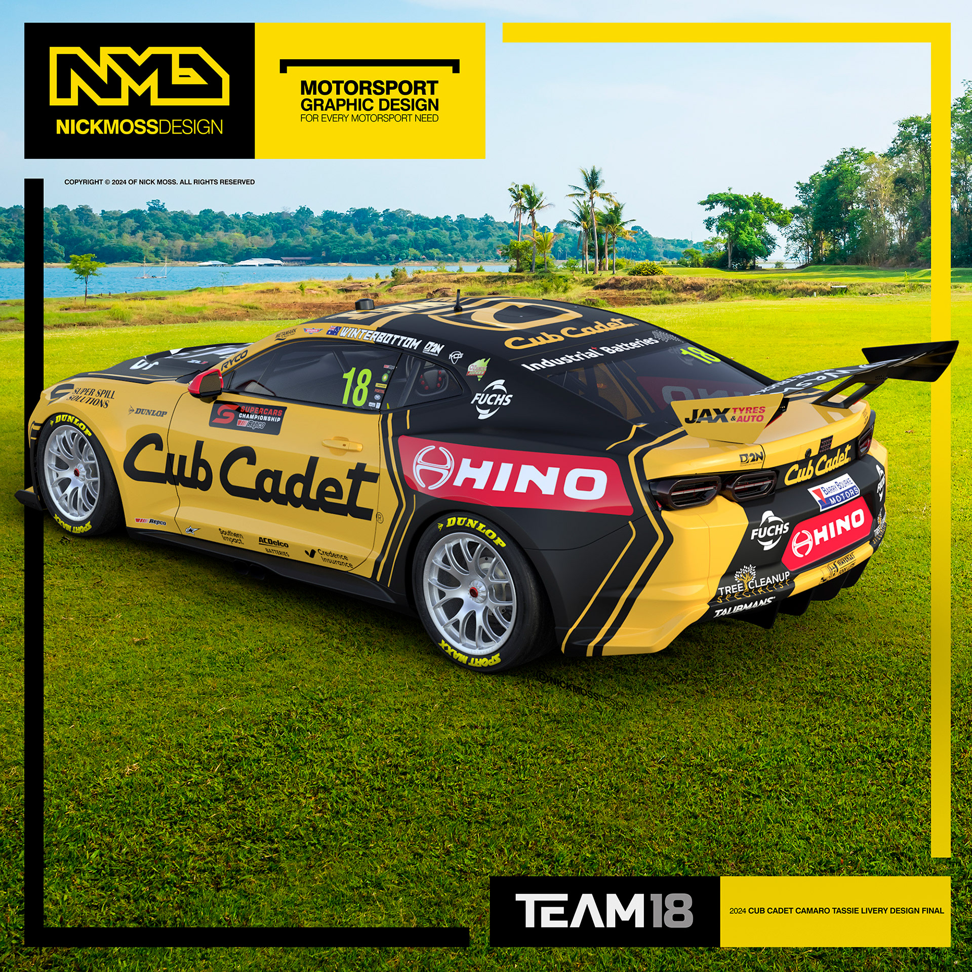 NMD nickmossdesign - 2024 TEAM18 Mark Winterbottom CUB CADET Supercars Camaro Livery Design