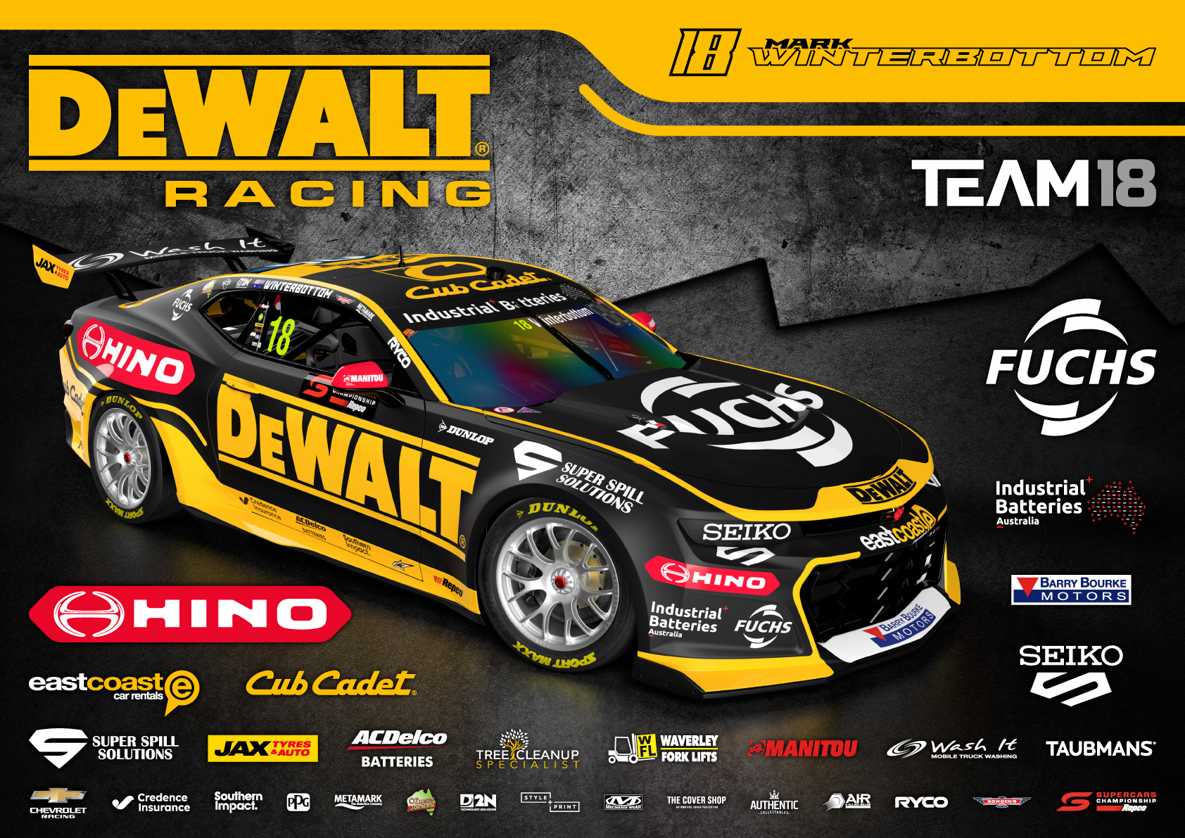 NMD nickmossdesign - 2024 TEAM 18 Supercars Camaro Poster Design