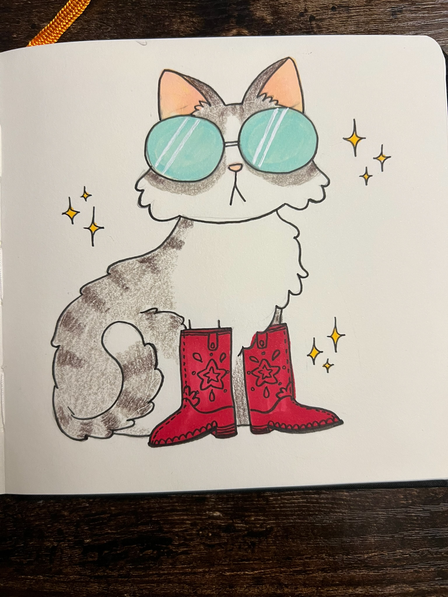 Inktober 2024 "Boots" - colored pencil, copic markers, and ink