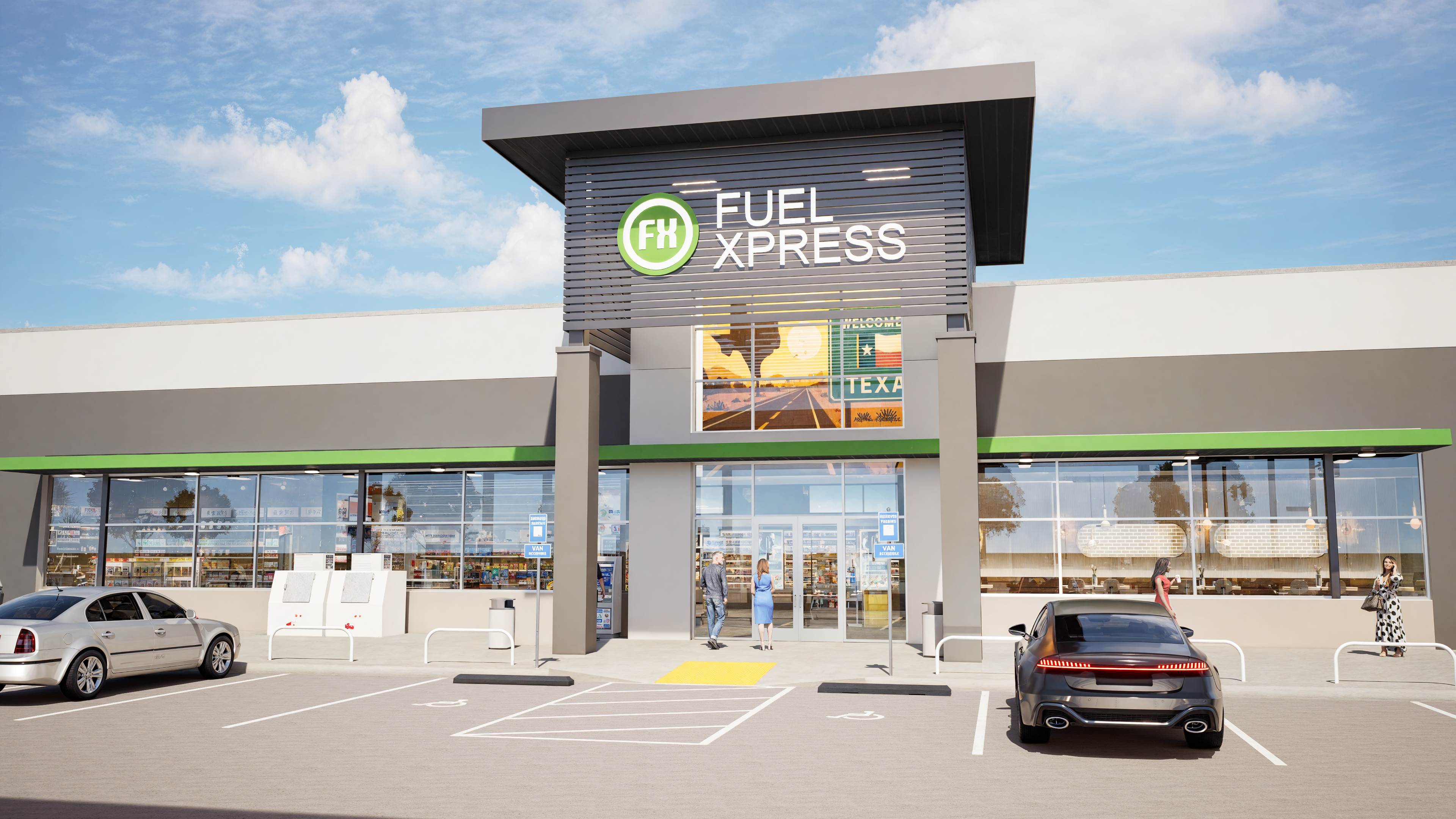 The fuel station layout emphasizes safety, visibility and service for the everyday traveler.