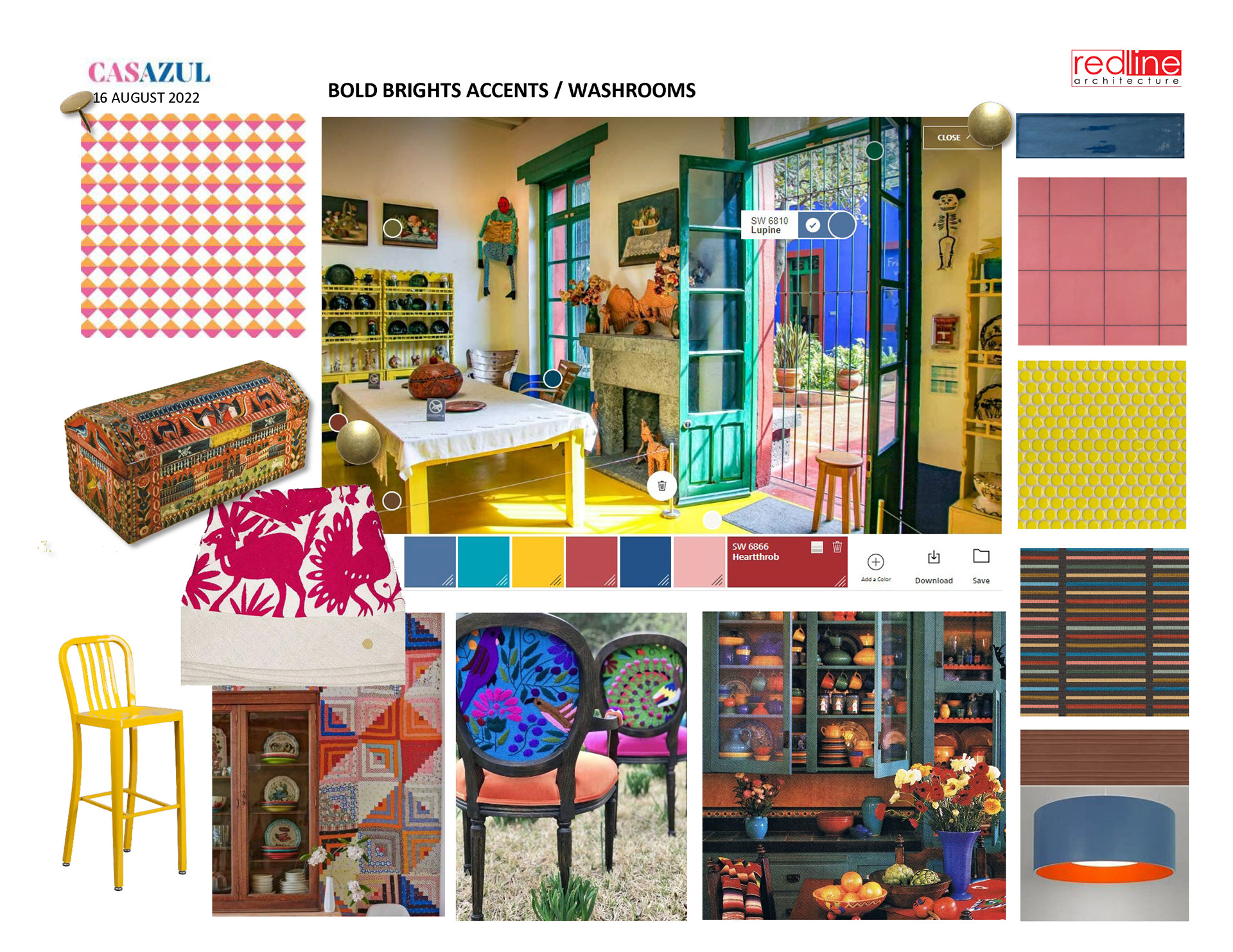 Layered composition of finishes reflecting modern Mexican craft