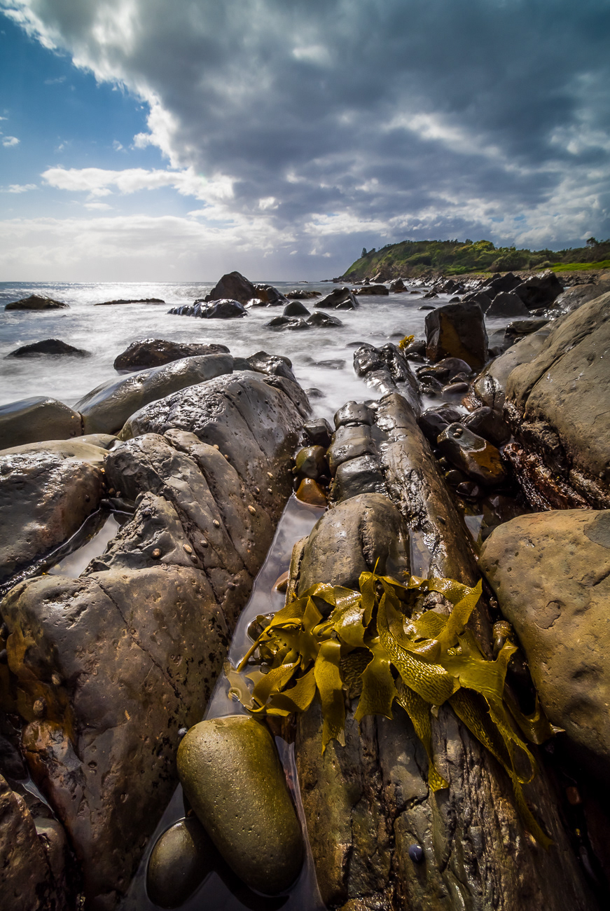 Ominous Sunrise - The Tanks, Forster NSW Australia.  Clouds rolling in over the Tanks at sunrise - Image taken 6-3-21