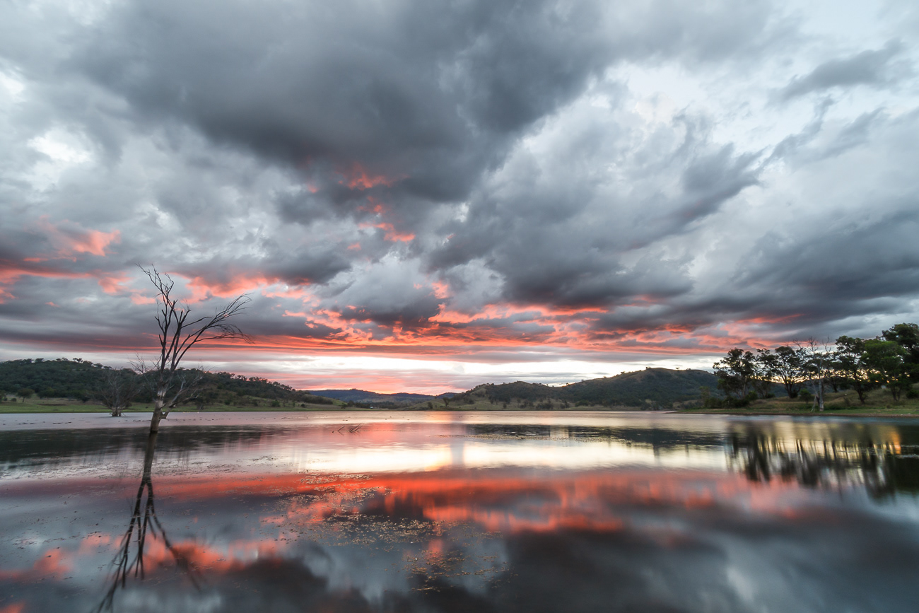 Mirrored Sunset - Chaffey Dam NSW Australia.  Stunning colour burst on Chaffey Dam at sunset - Image taken 29-1-24