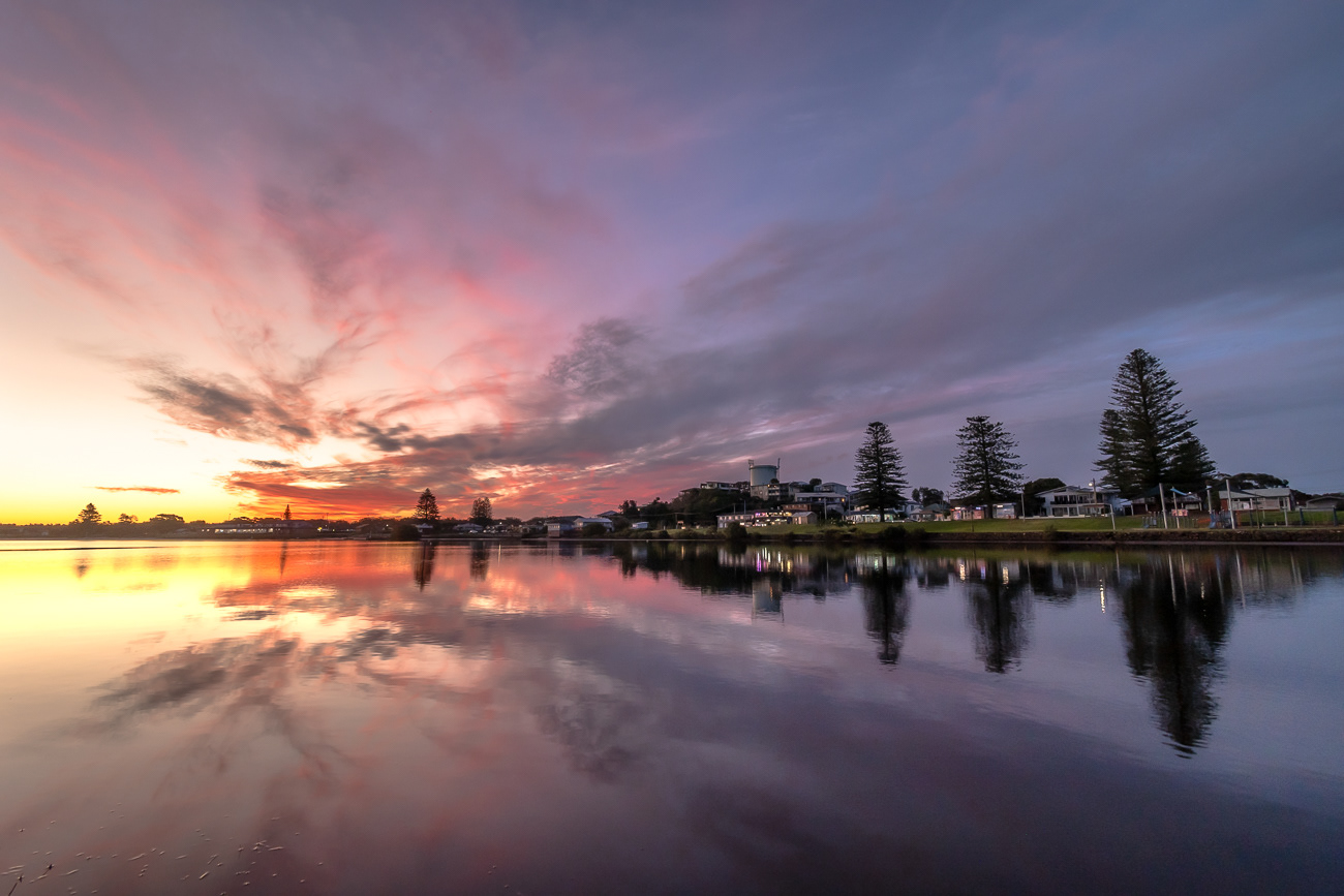 Harrington Reflections - Harrington NSW Australia.  Beautiful sunset reflections inside the breakwall at Harrington - Image taken 22-8-24