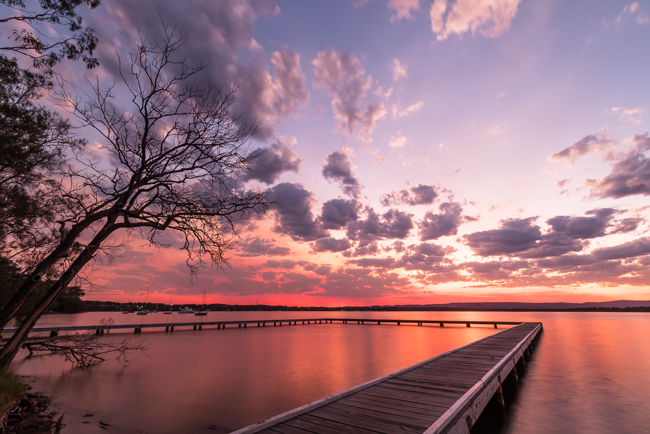 Smokey Sunset - Yarrawonga Park Baths, Lake Macquarie NSW Australia.  Smoke haze in the air made this sunset pop - Image taken 6-3-23